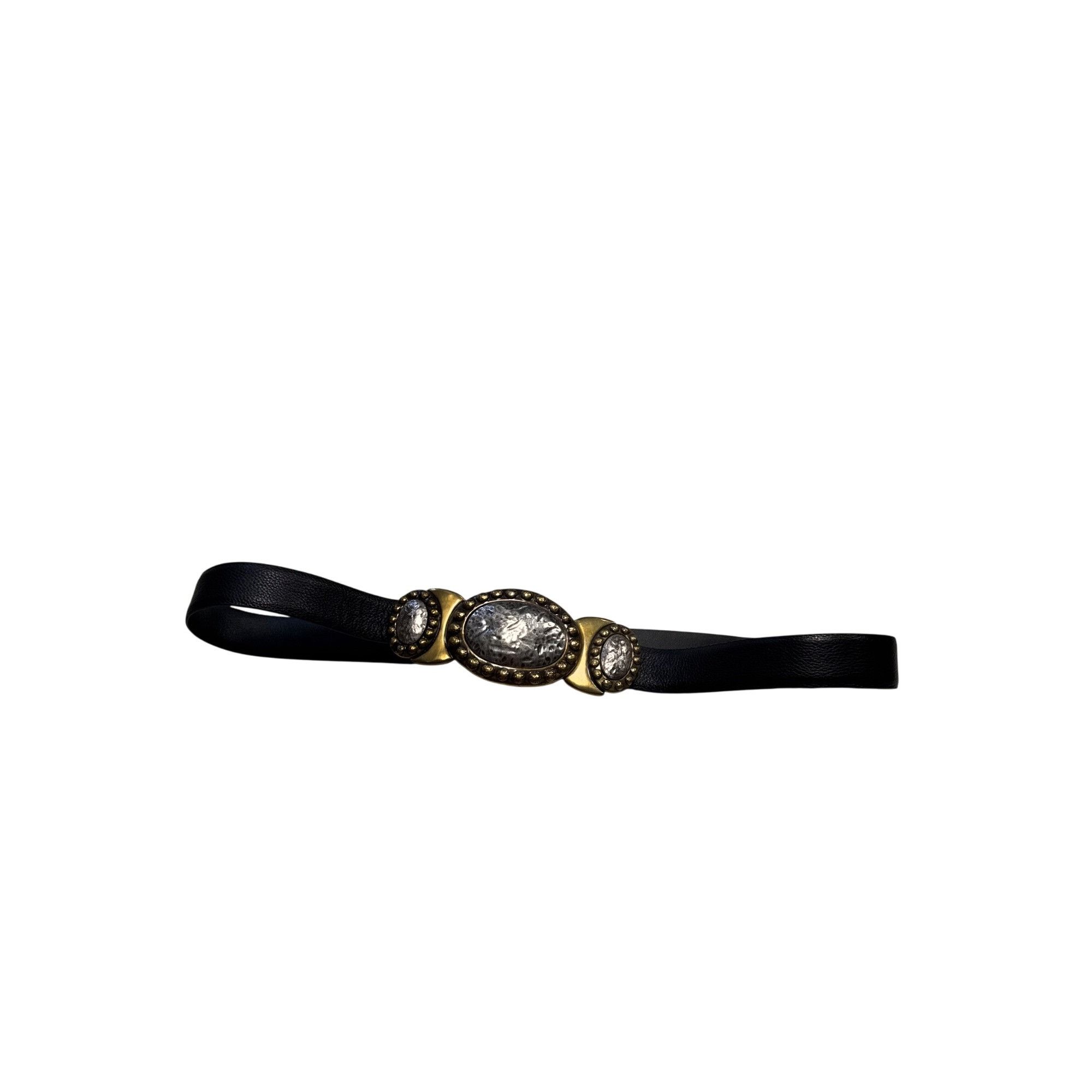 Chicos Chicos Womens Black Leather Belt W/ Two-Tone Decorative Buck Size ONE SIZE - 1 Thumbnail