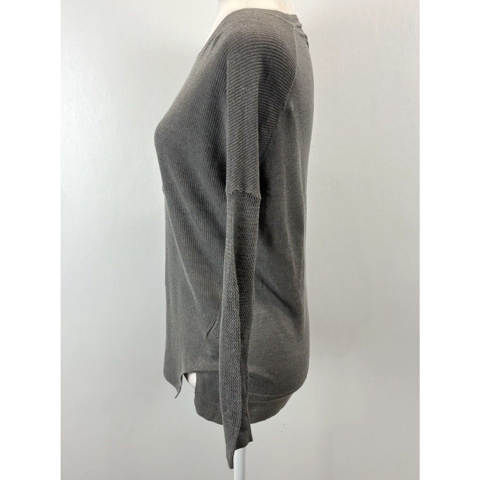 Allsaints VINTAGE AllSaints Women's Grey Linen Pullover Sweater XS Long Sleeve Crew Neck Size XS / US 0-2 / IT 36-38 - 2 Thumbnail