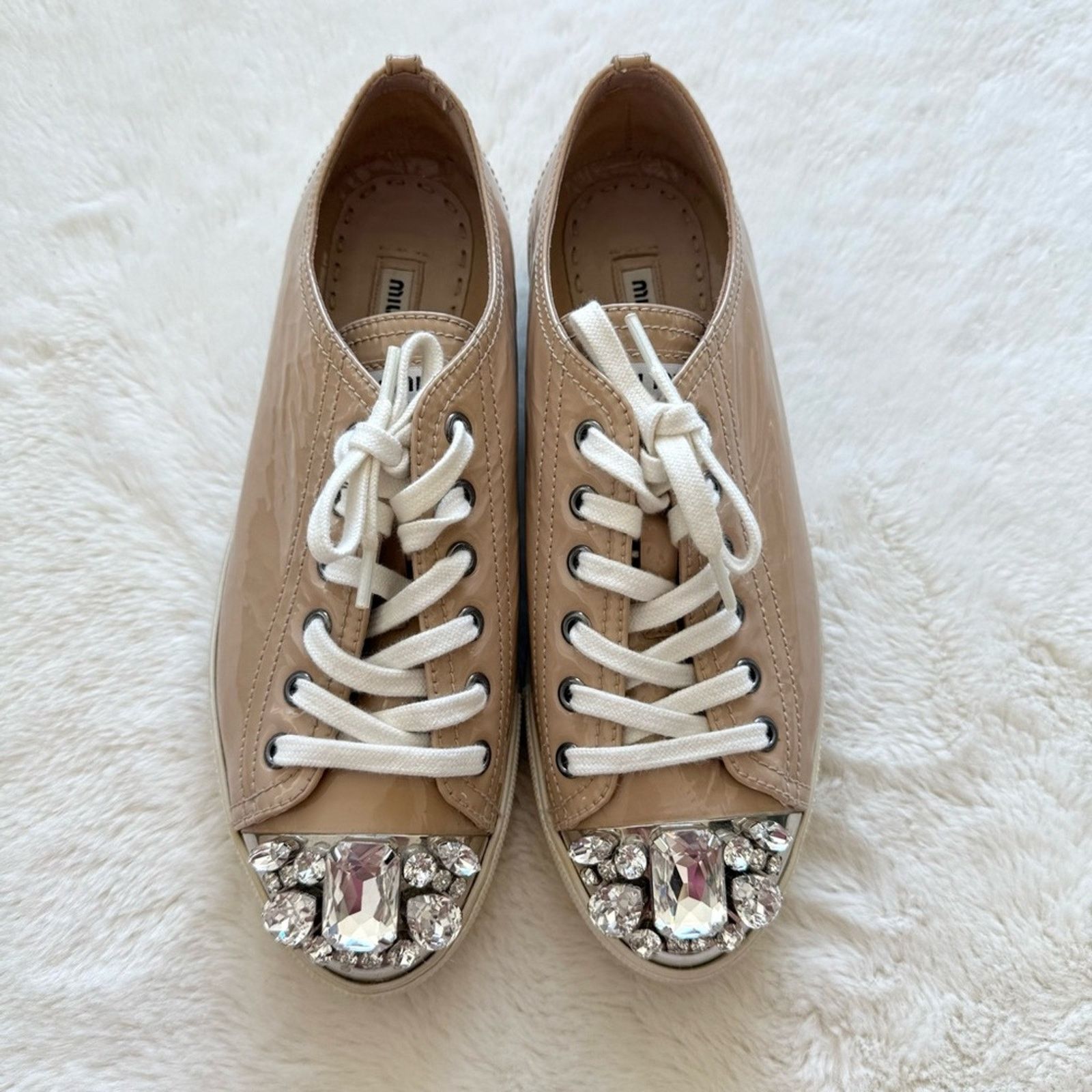 Miu Miu MIU MIU women patent leather sneakers with crystalssize 37.5 Size US 7.5 / IT 37.5 - 1 Thumbnail