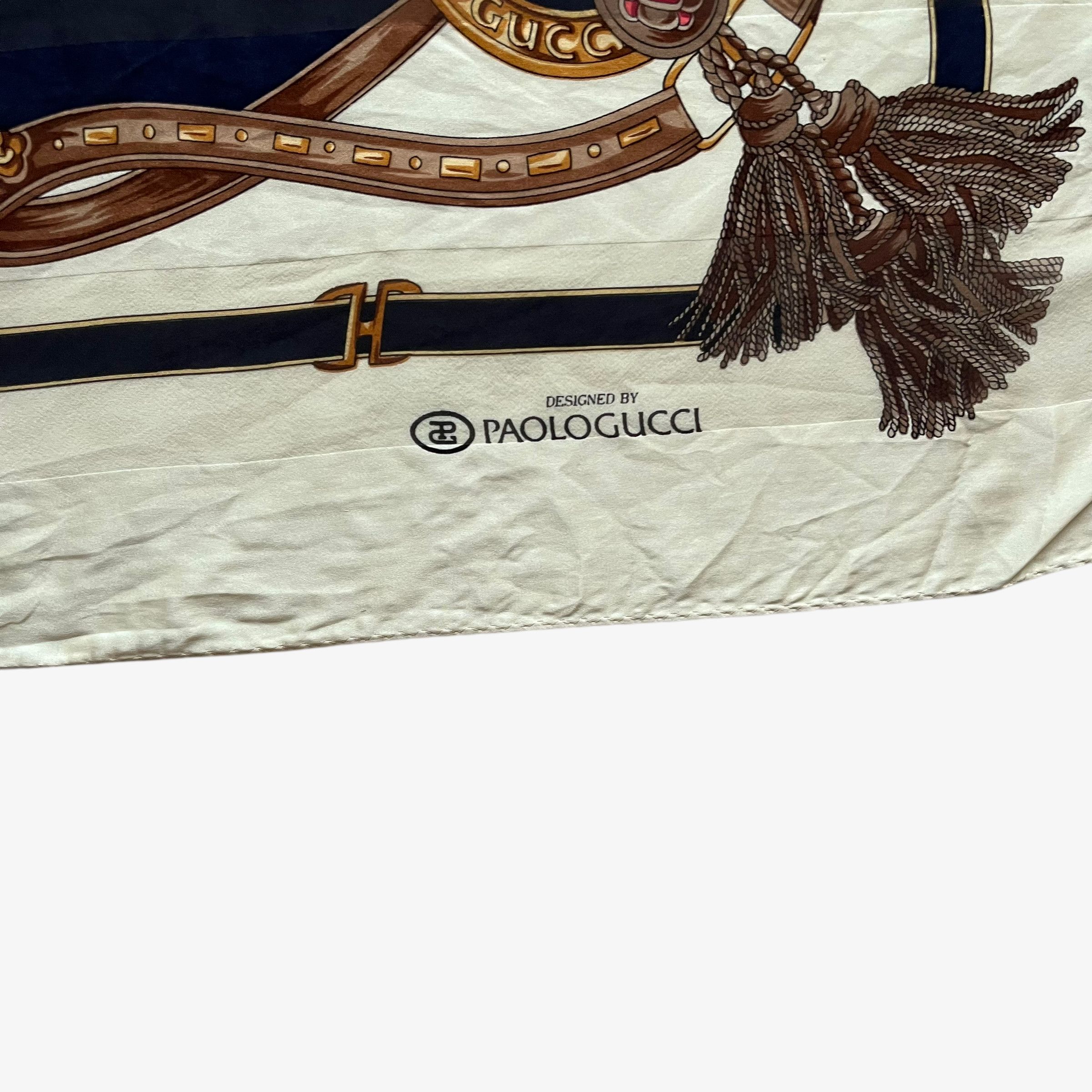 Paolo Gucci Vintage 80s Paolo Gucci Equestrian Horsebit Print Silk Scarf Size ONE SIZE - 2 Thumbnail