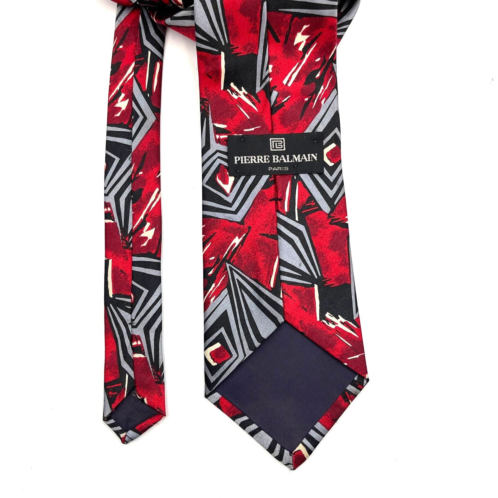 Pierre Balmain Vintage Balmain Tie Abstract Geometric Red Size ONE SIZE - 4 Thumbnail