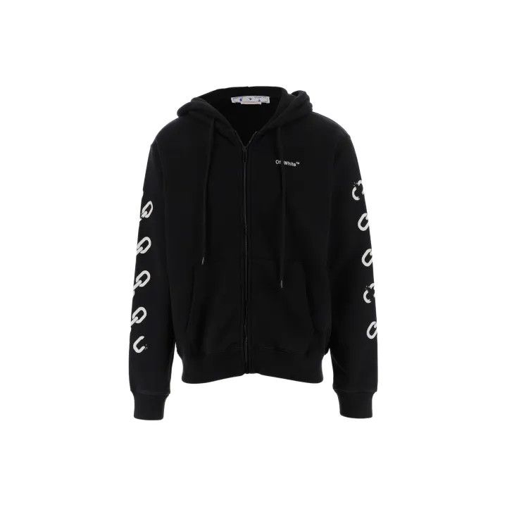 Off-White Off-White Black Logo Zip Hoodie for Men 0079 Size US L / EU 52-54 / 3 - 1 Thumbnail