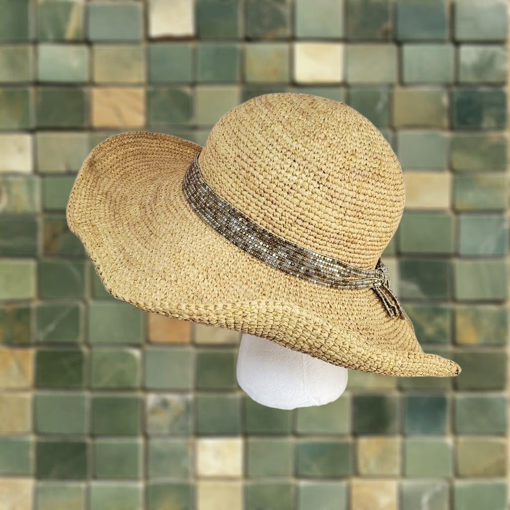Tommy Bahama Tommy Bahama Hat One Size Adjustable Natural Metallic Tan Straw Raffia Sun Womens Size ONE SIZE - 1 Thumbnail