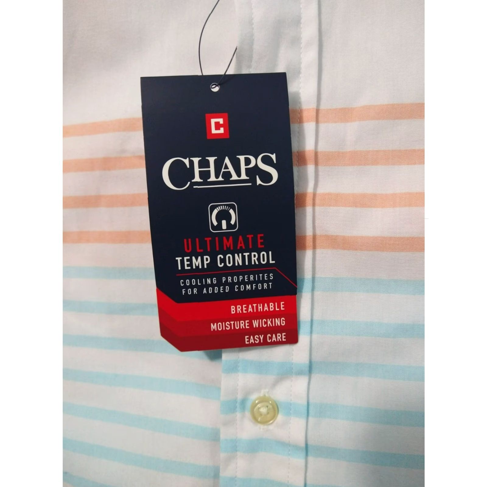 Chaps Chaps Shirt Mens Medium White Striped Short Sleeve Button Down Easy Care Size US M / EU 48-50 / 2 - 5 Thumbnail