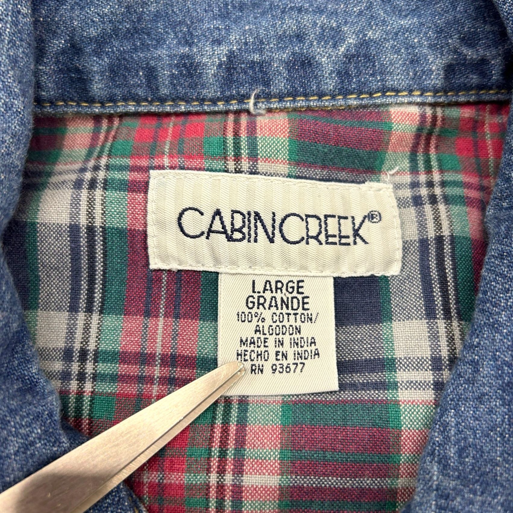 Denime VINTAGE Cabin Creek Coat Womens L Blue Denim Embroidered 90s Pea Coat Lined Jacket/C Size L / US 10 / IT 46 - 4 Thumbnail