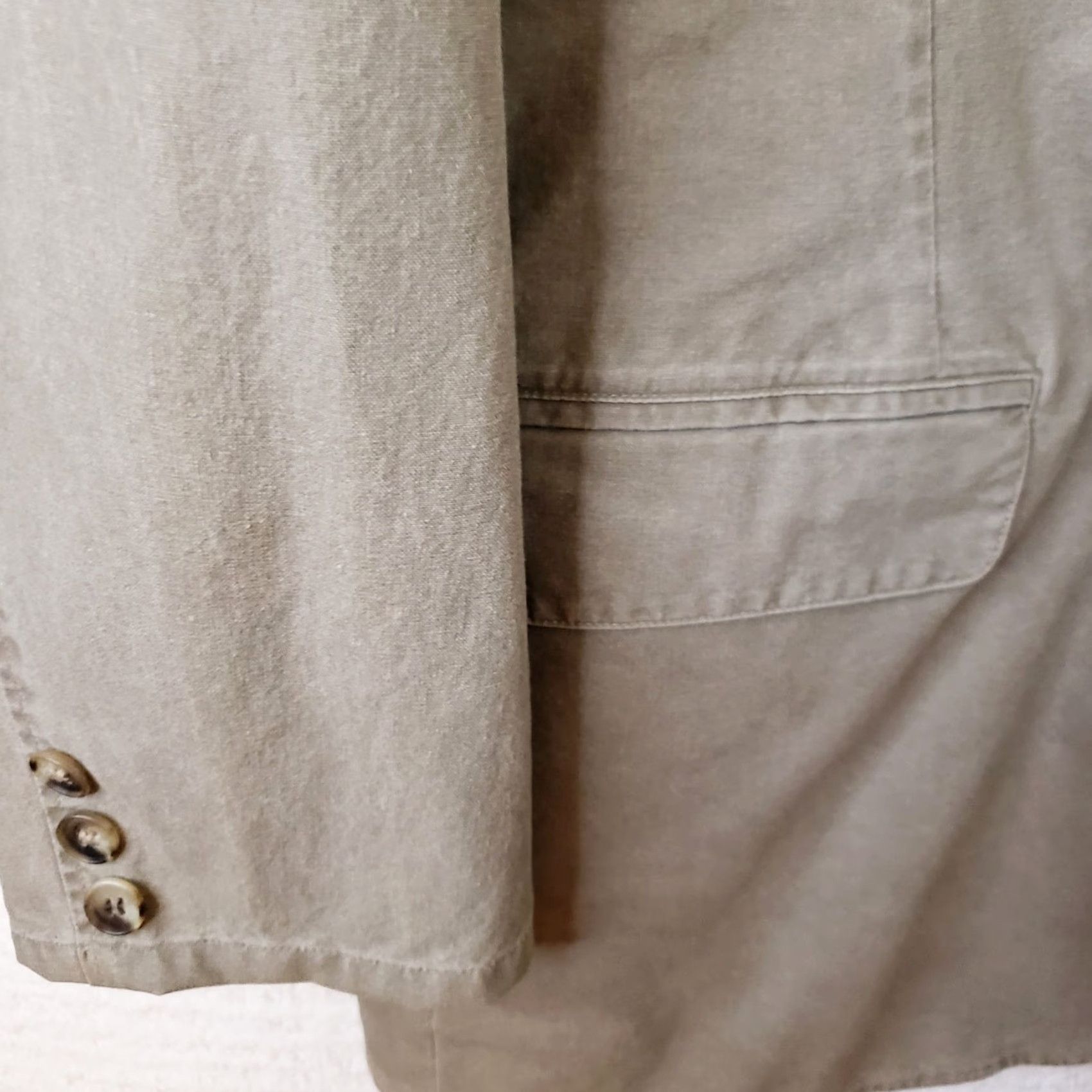 Vintage L.L. Bean Blazer Sport Coat Khaki Unlined 2 Button Front 44L Long Mens Cadet Regular Cotton Twill Jacket Size 44R - 7 Thumbnail