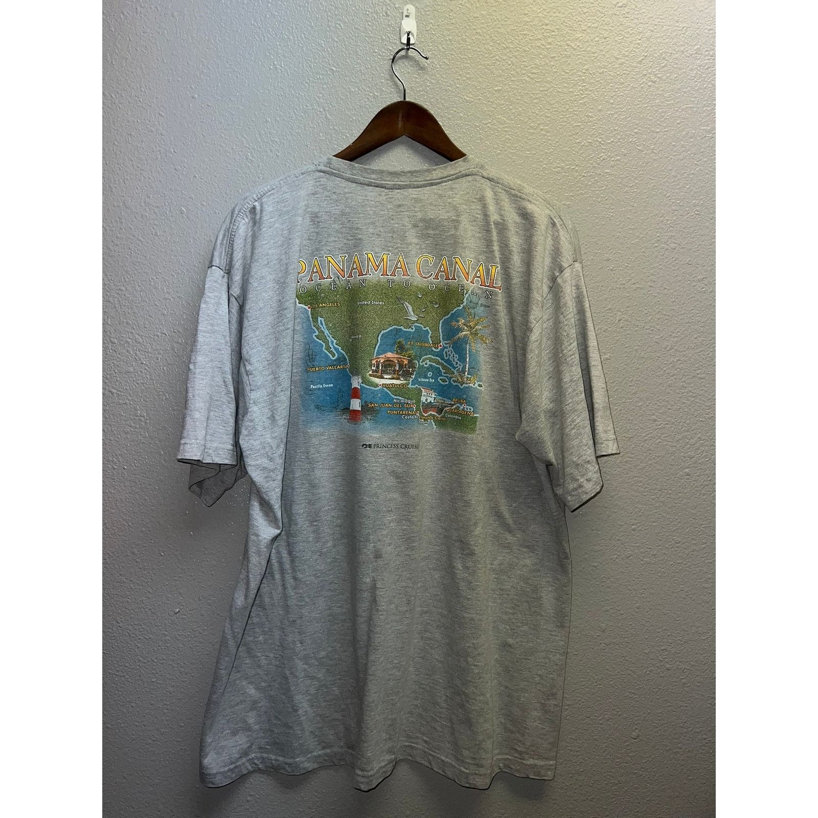 Vintage Princess Cruises Panama Canal Shirt Ocean Graphic Gray Tee 2 Size US XXL / EU 58 / 5 - 5 Thumbnail