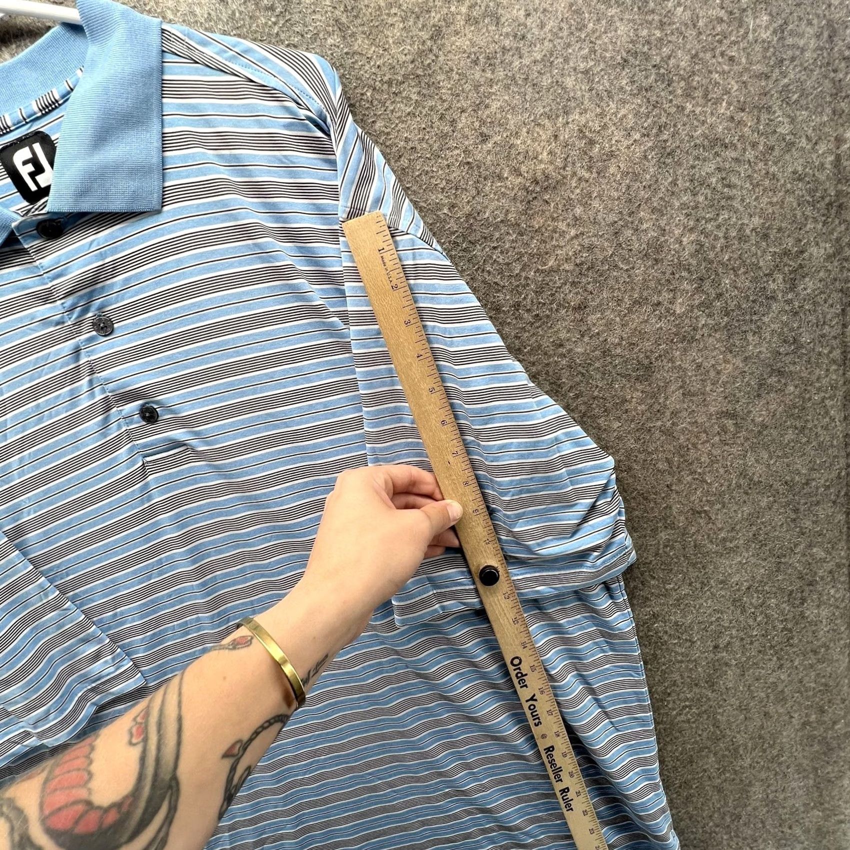 Footjoy FootJoy Polo Shirt Mens XL Blue Stripe Belmont Country Club Golf Performance Shirt Short Sleeve Mens XL Blue Stripe Size US XL / EU 56 / 4 - 3 Thumbnail