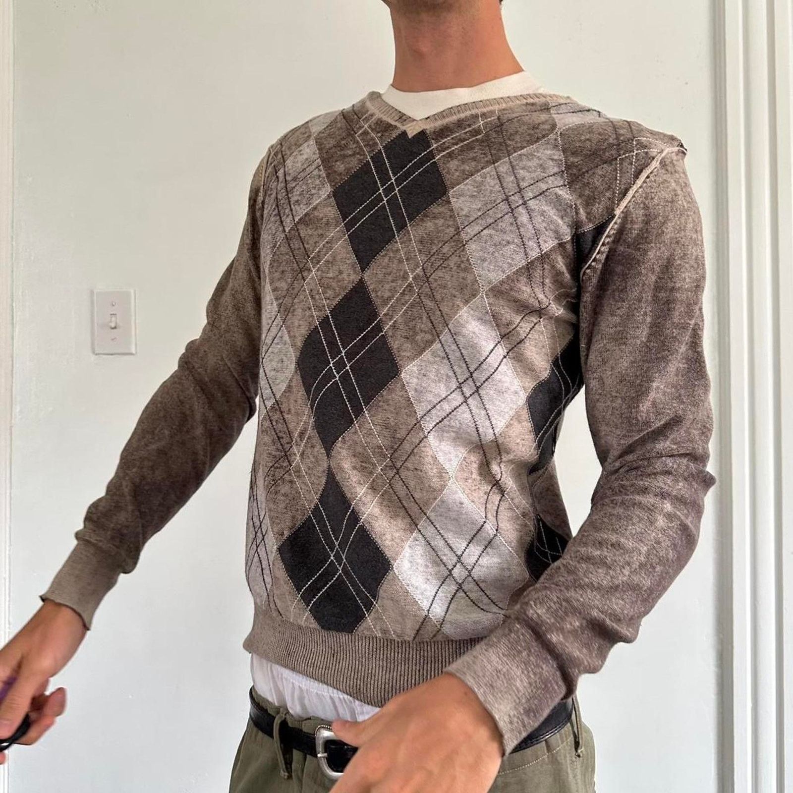 BKE Vintage Y2K BKE Grunge Preppy Overdyed Argyle Plaid Sweater Size S / US 4 / IT 40 - 8 Thumbnail