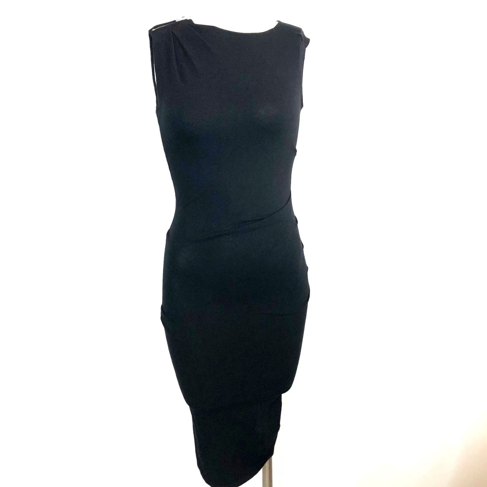 Allsaints All Saints Bodycon Dress XS Sleeveless Knee Length Twisted Viscose Black Women Size XS / US 0-2 / IT 36-38 - 2 Thumbnail