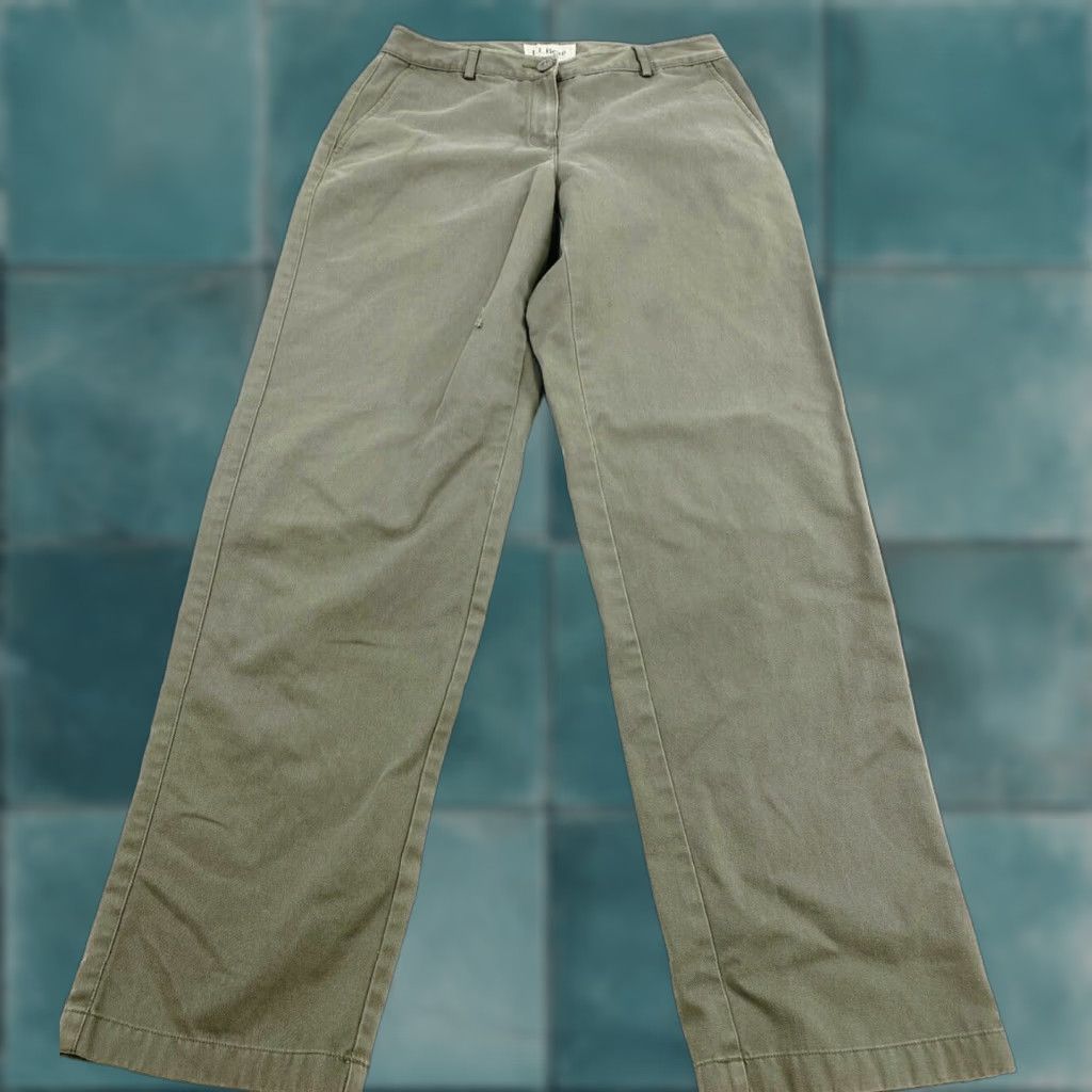 Vintage LL Bean Pants Womens 4 Tall Green Chino Size 27" / US 4 / IT 40 - 1 Thumbnail