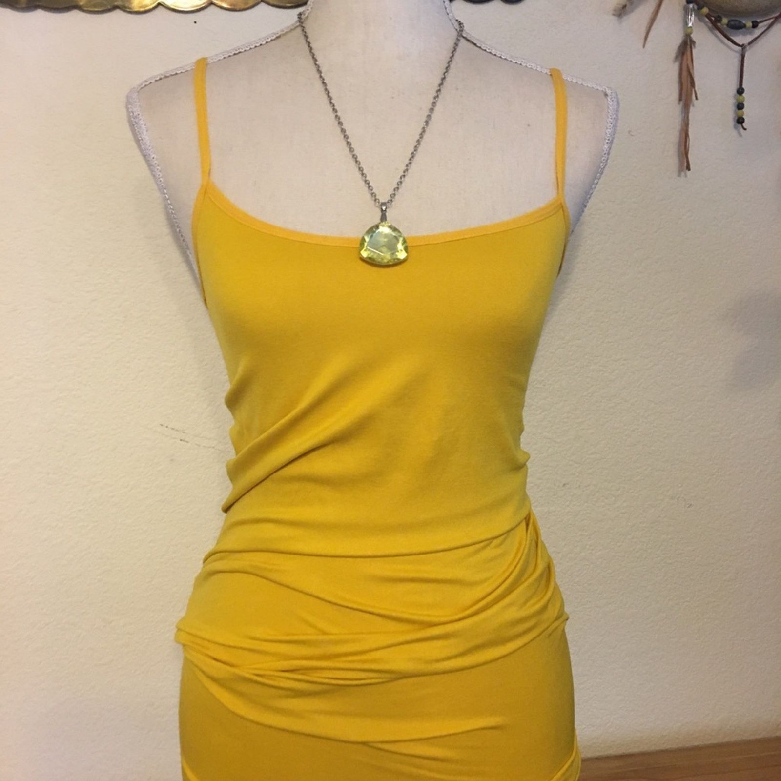 Jewelry Yellow ice large faceted glass pendant necklace Size ONE SIZE - 4 Thumbnail