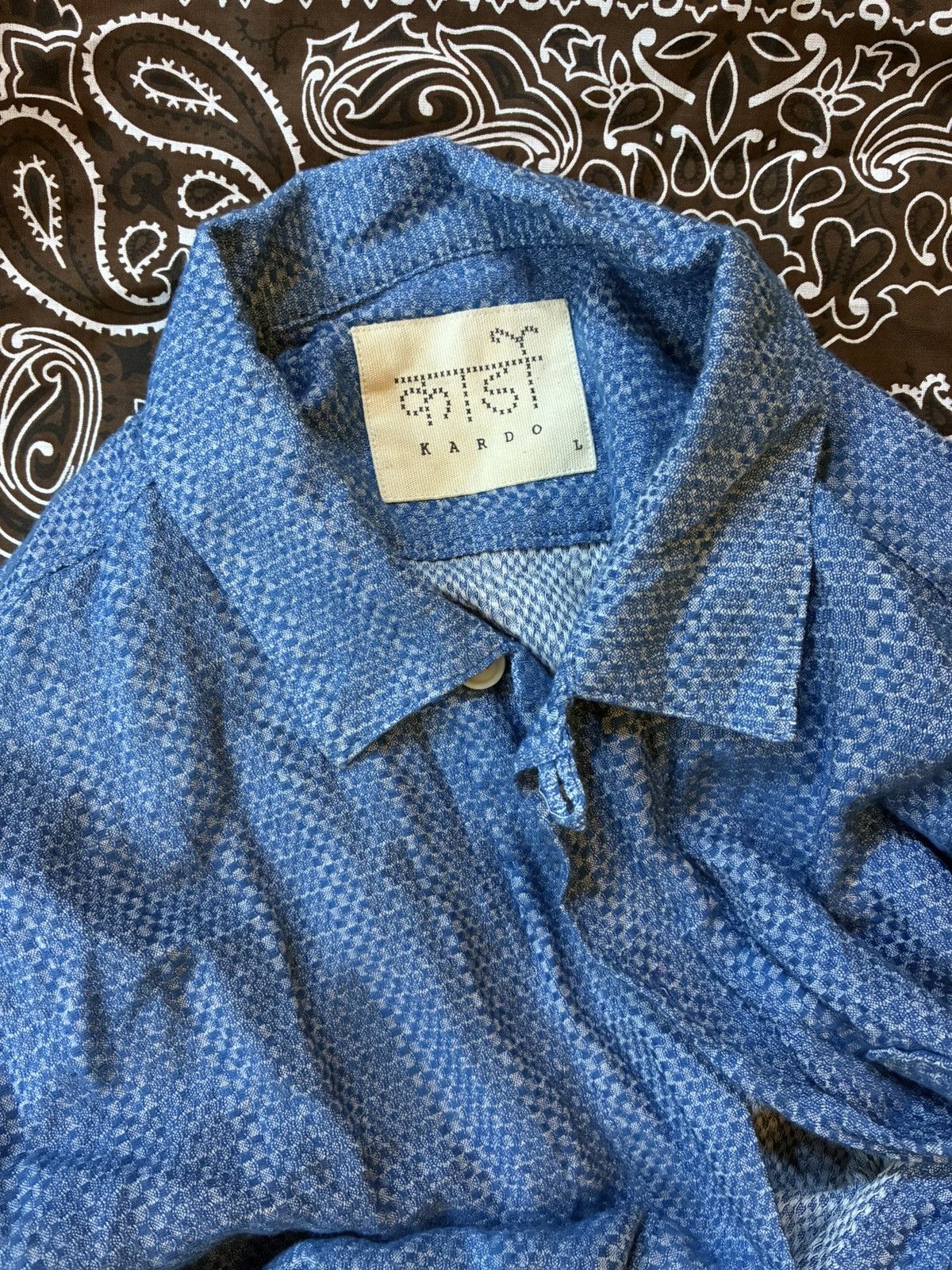 Kardo KARDO HAND WOVEN TEXTURED FABRIC HANDMADE SS SUMMER SHIRT Size US L / EU 52-54 / 3 - 10 Thumbnail