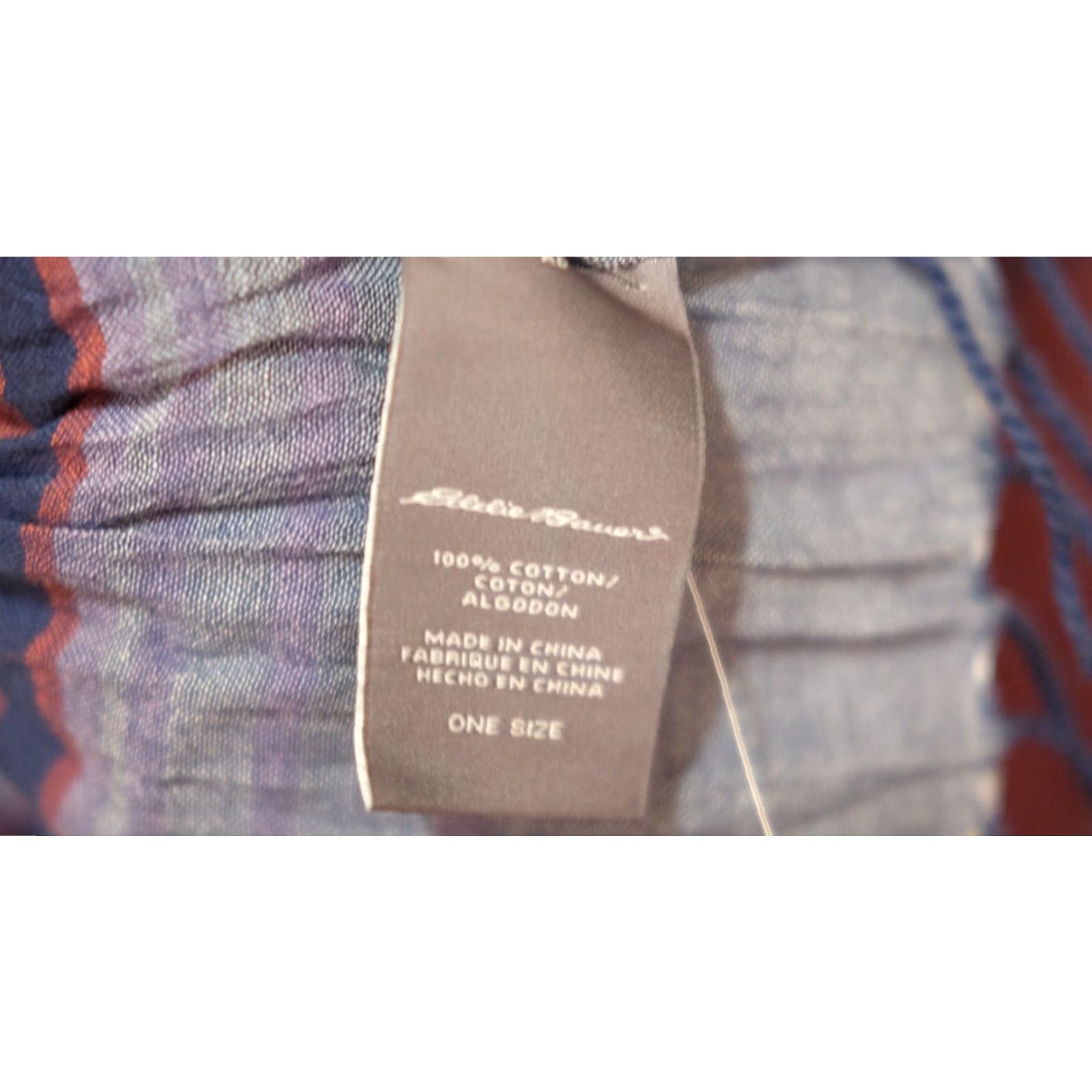 Eddie Bauer VINTAGE Eddie Bauer Scarf Rectangle Lightweight Stripe 100% Cotton Navy/Grey/Purple/Dark Red Womens Size ONE SIZE - 3 Thumbnail