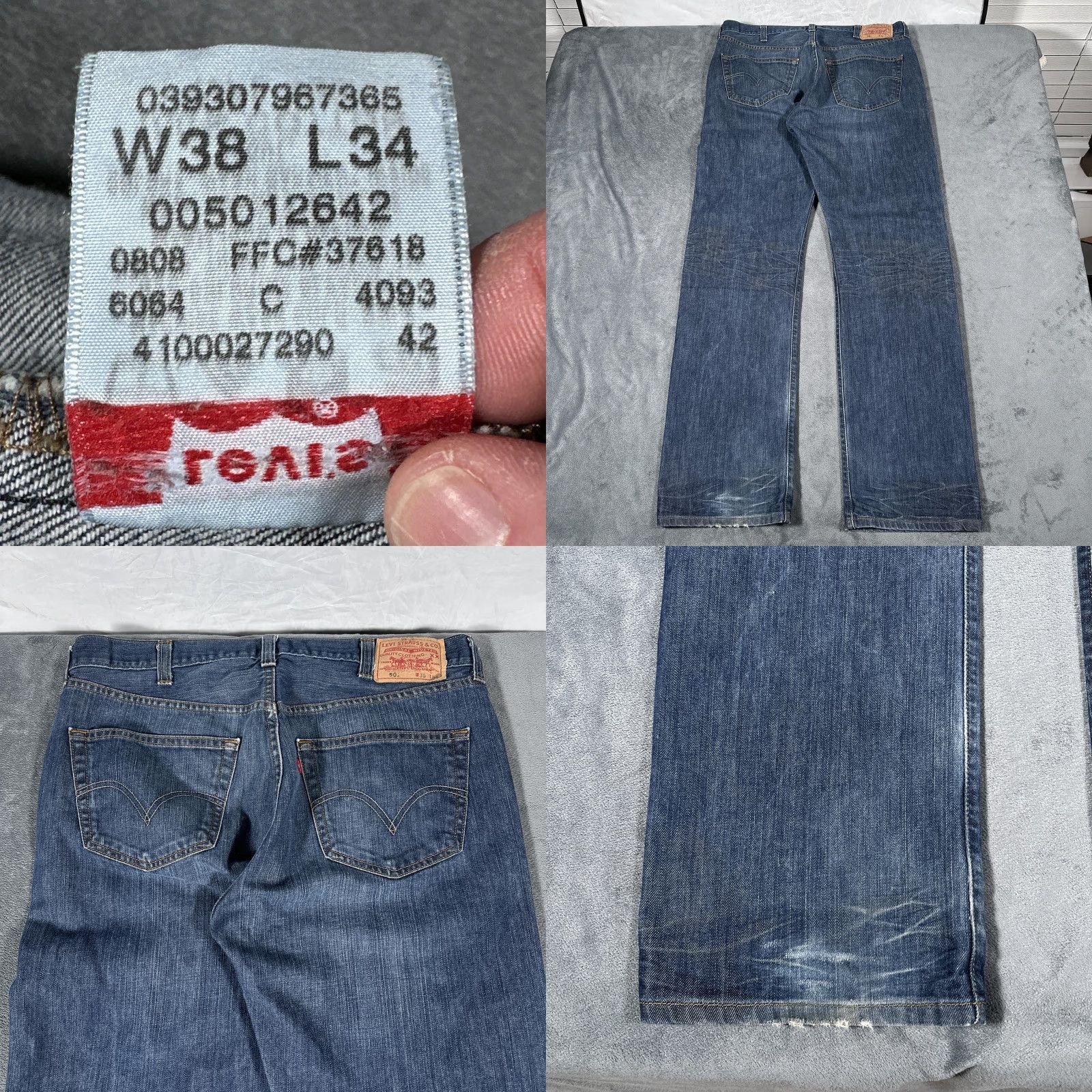 Levi's Levis 501 Jeans Mens 38x34 Blue Denim Straight Leg Button Fly Original Fit Size US 38 / EU 54 - 9 Thumbnail