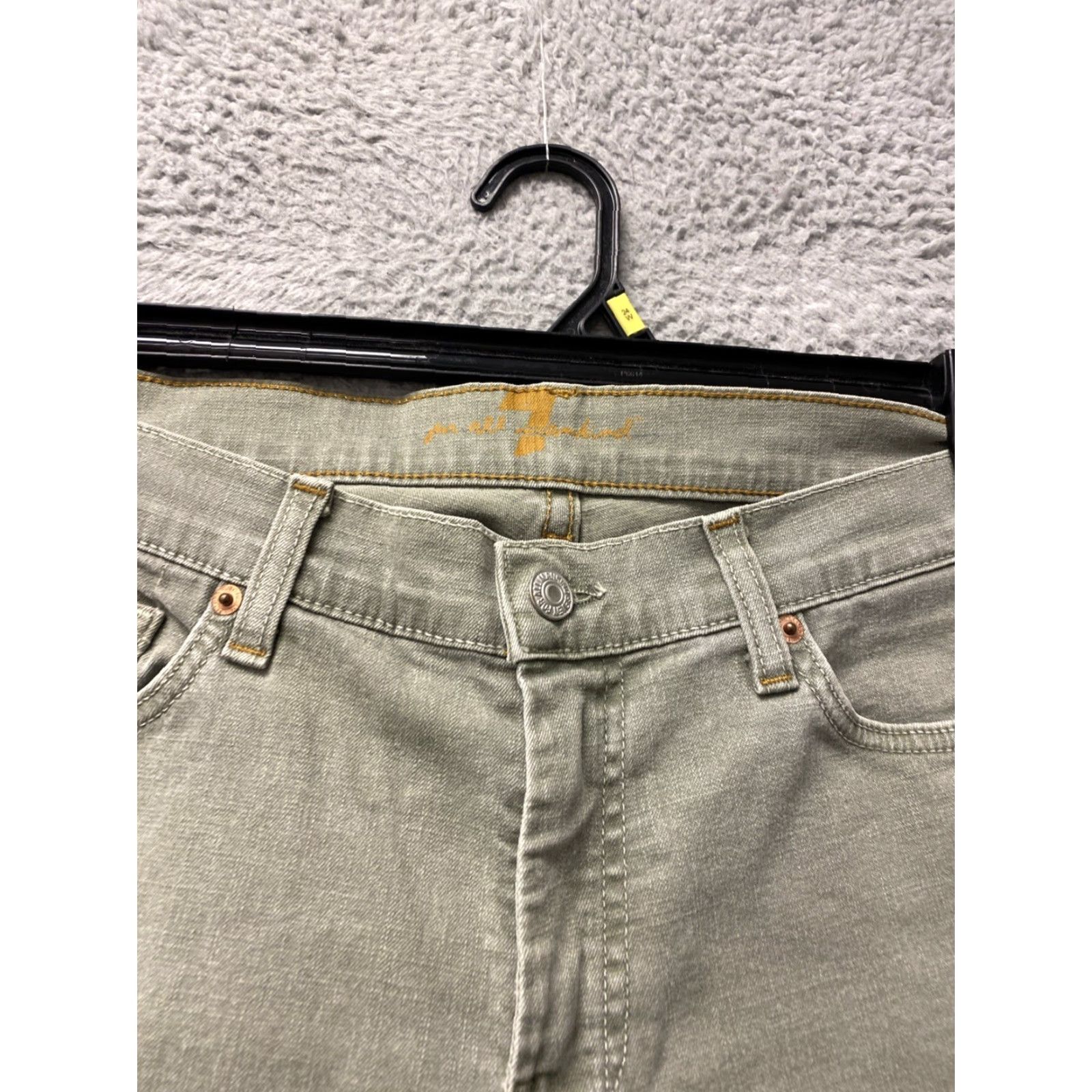 7 For All Mankind 7 For All Mankind Dojo Jeans Women Flared 31x31 Faded Green Womens Jeans Vintage No XS? Size 24" / US 00 / IT 34 - 4 Thumbnail