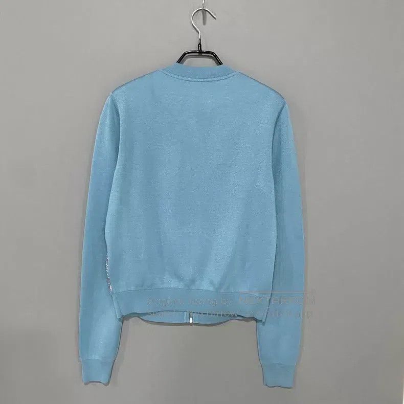 Hermes Hermes Polar Blue Patterned Silk and Knitted Blouse Size XXS / US 00 / IT 34 - 3 Thumbnail