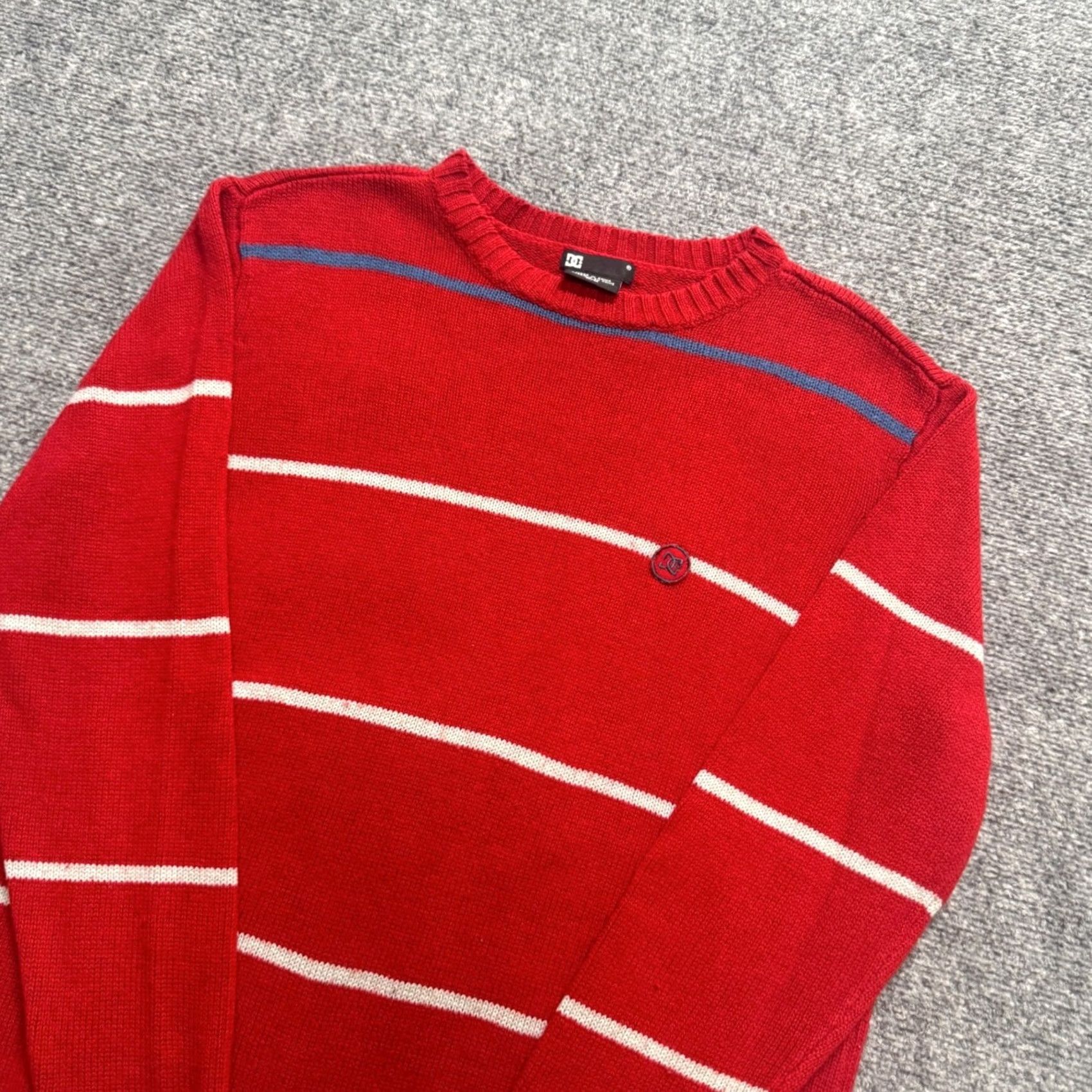 Vintage DC Shoes Sweater Pullover Mens Medium Striped Red Cotton Y2K Skater Sweatshirt Size US M / EU 48-50 / 2 - 2 Thumbnail