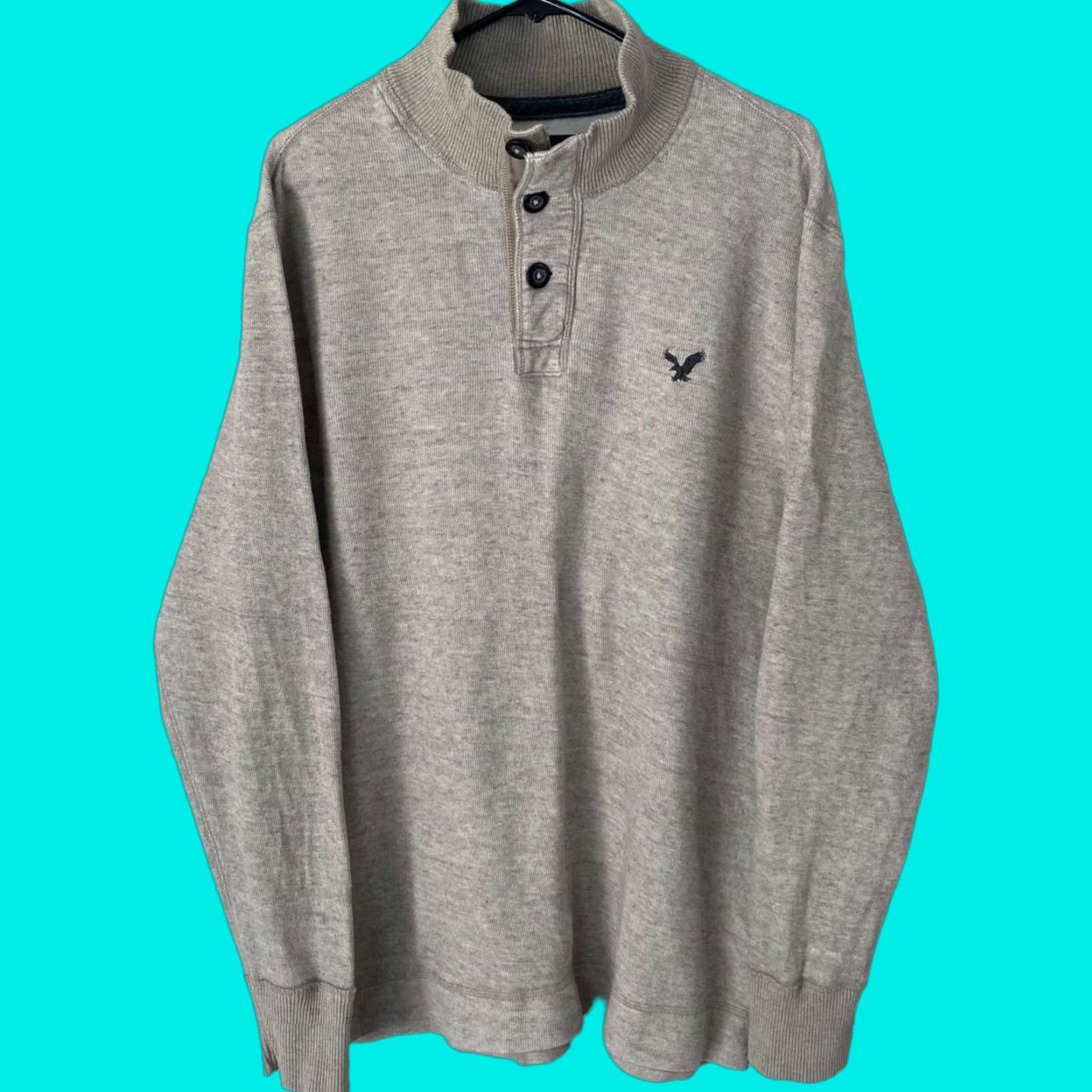 American Eagle Outfitters VINTAGE American Eagle Outfitters Henley Shirt Gray Heavyweight Long-Sleeve Mens XL Size US XL / EU 56 / 4 - 1 Thumbnail