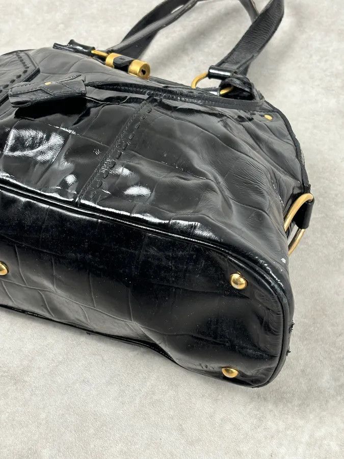 Yves Saint Laurent AW2005 Yves Saint Laurent Black Muse Patent Leather Crocodile Effect Bag Size ONE SIZE - 6 Thumbnail