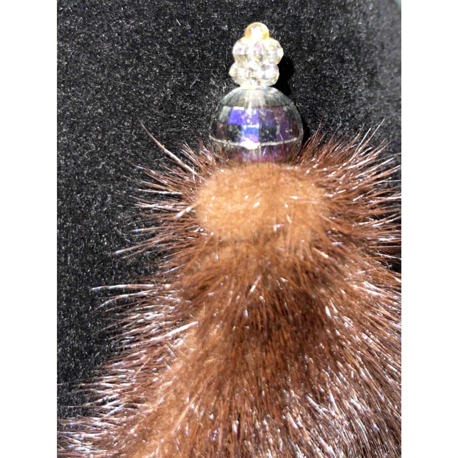 Velour VINTAGE Roberta Bernays Italy Women’s Riviera Velour Pillbox Hat Black Mink Velour Hat Art Deco 1930s Formal Women’s Black Mink MenUnknown Size ONE SIZE - 5 Thumbnail