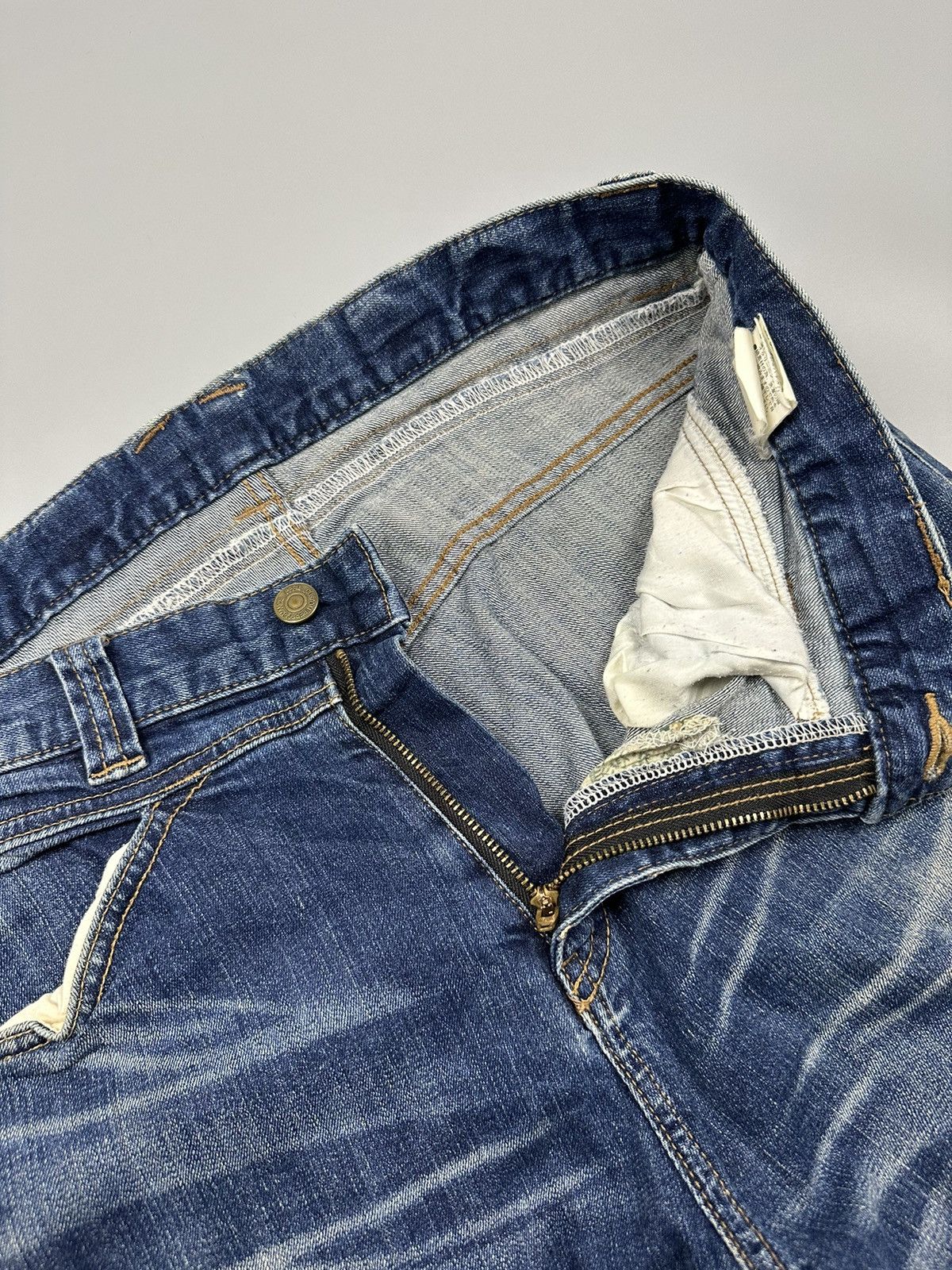 If Six Was Nine × PPFM Distressed PPFM Curve Leg Sashiko Boro Denim Size US 33 - 9 Thumbnail