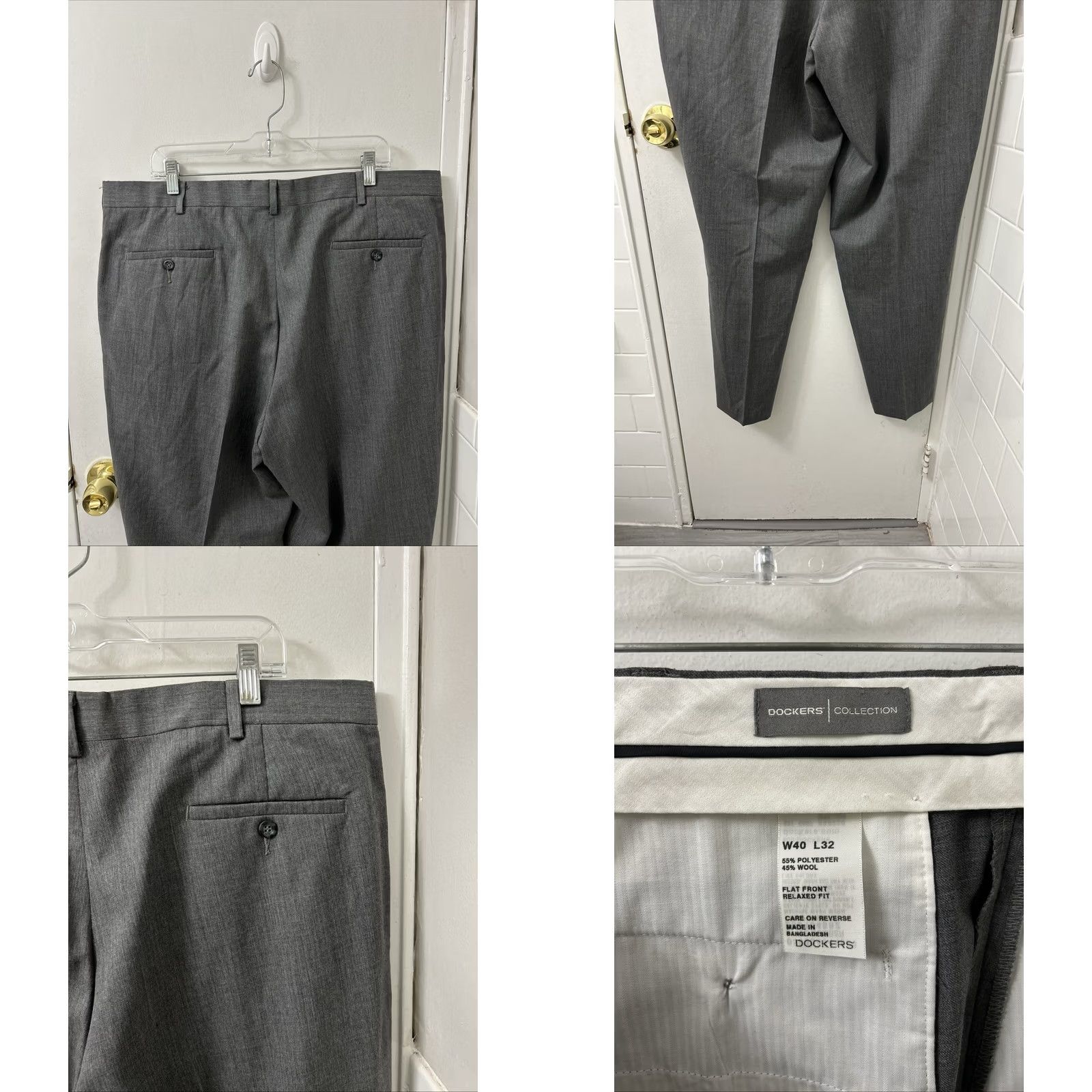 Dockers DOCKERS Dress Pants Mens 40x32 Gray Wool Blend Flat Front Relaxed Fit Dress Pants Mens 40 Gray Wool Blend Flat Front Zipper Button Pockets Size US 40 / EU 56 - 8 Thumbnail