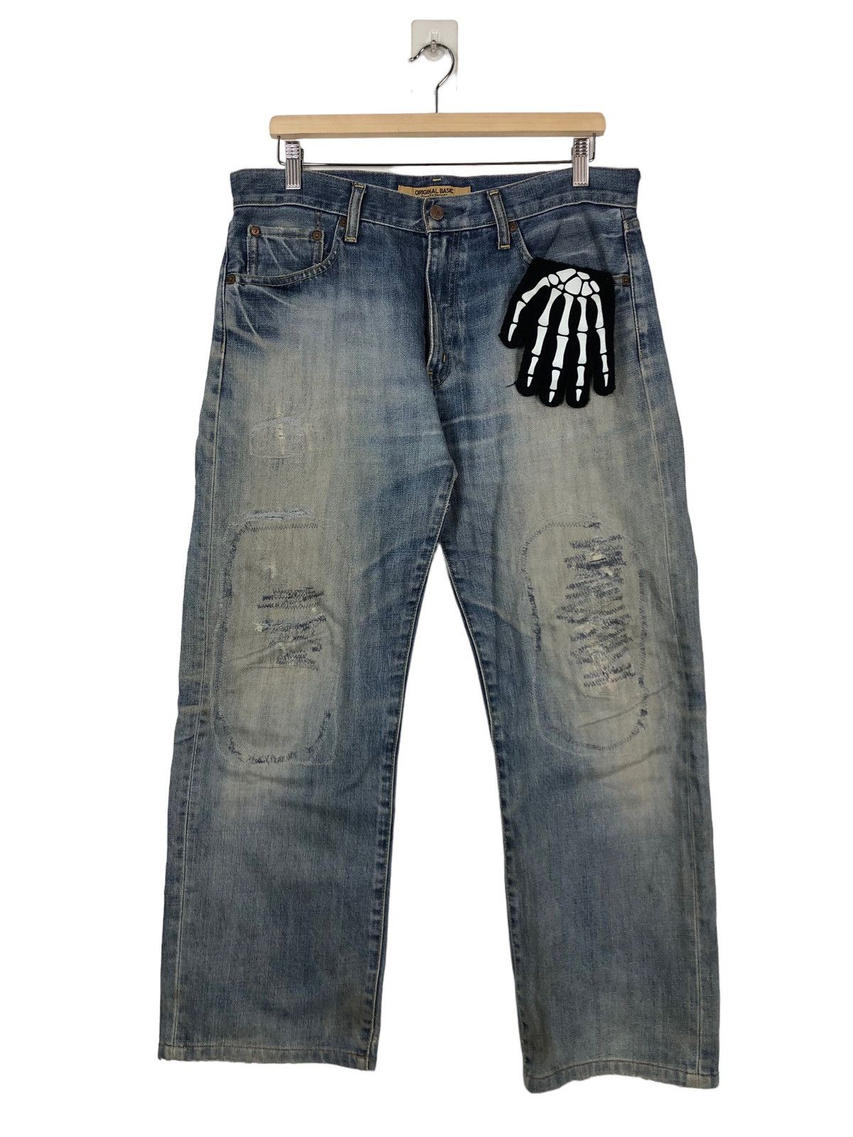 Japanese Brand 🔥90’s Vintage Distressed Denim Jeans Basic Straight S-003 Size US 34 / EU 50 - 1 Thumbnail