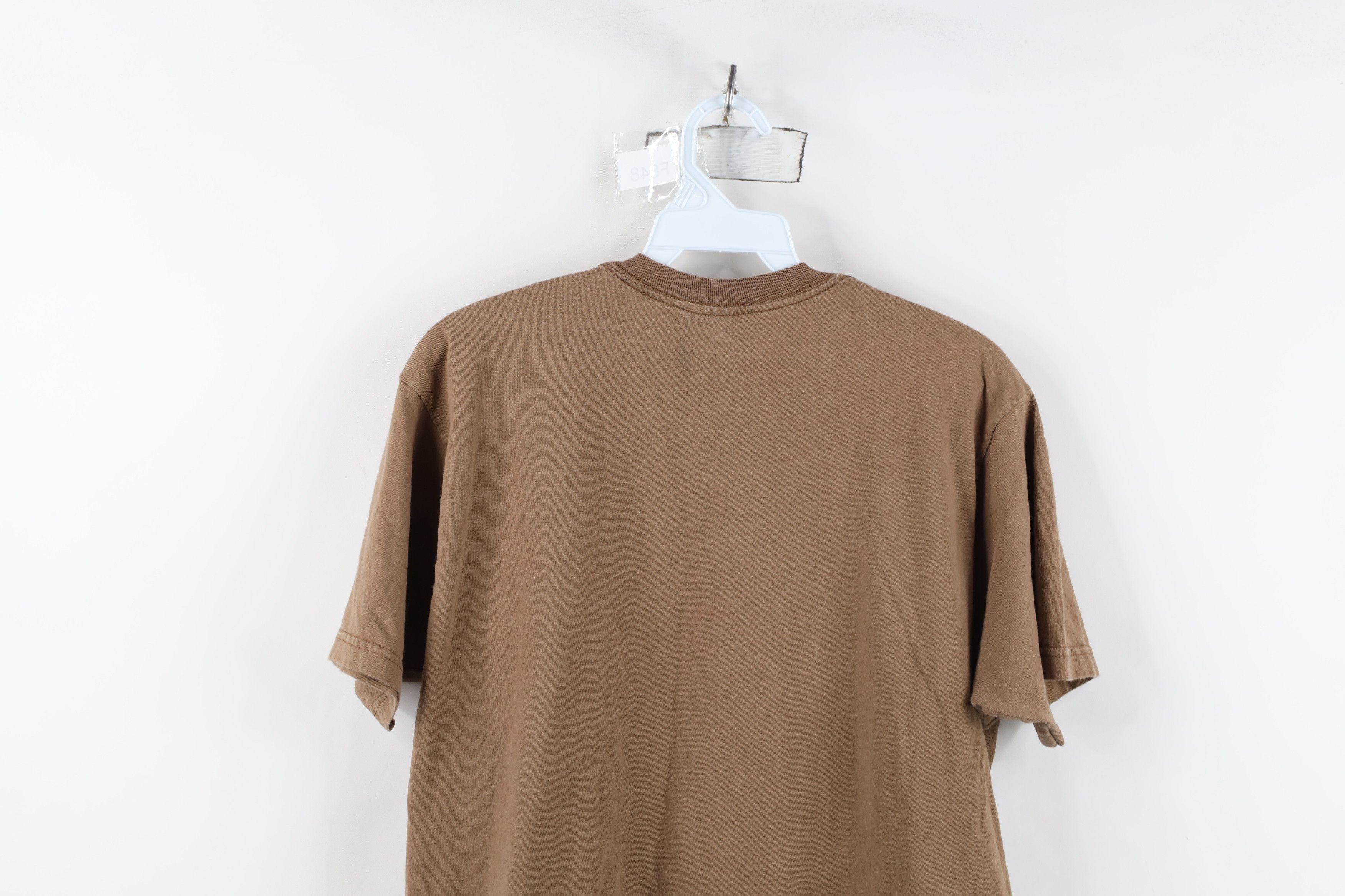 Vintage Vintage 90s Streetwear Blank Combed Cotton T-Shirt Brown USA Size US L / EU 52-54 / 3 - 14 Thumbnail