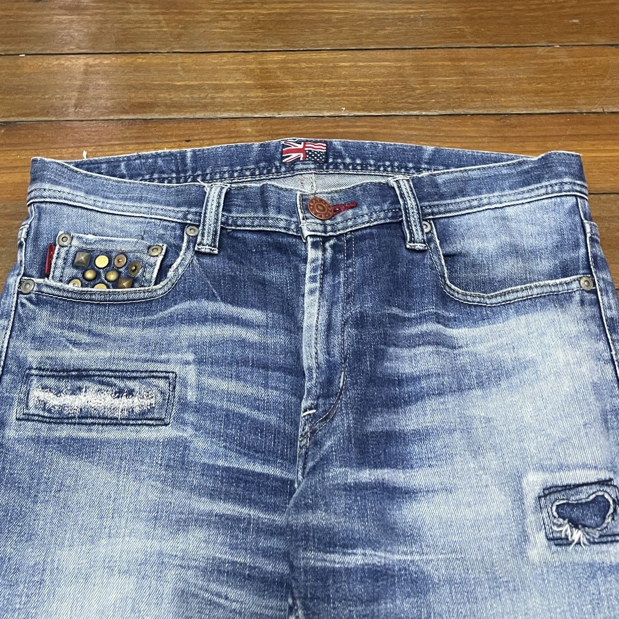 14th Addiction × Japanese Brand × Le Grande Bleu (L.G.B.) Rare Design Vintage Japanese Brand RPT Patchwork Jeans 1990s Size US 34 / EU 50 - 3 Thumbnail