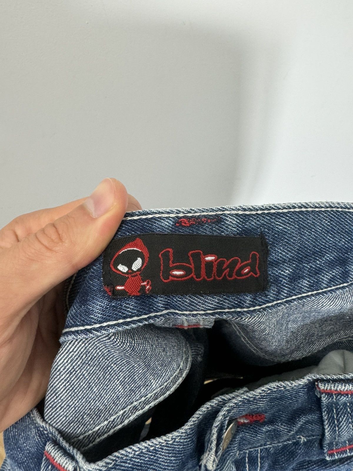 Vintage Vintage Rap Single Knee Denim Pant Blind Skate Baggy Jeans Size US 27 - 3 Thumbnail