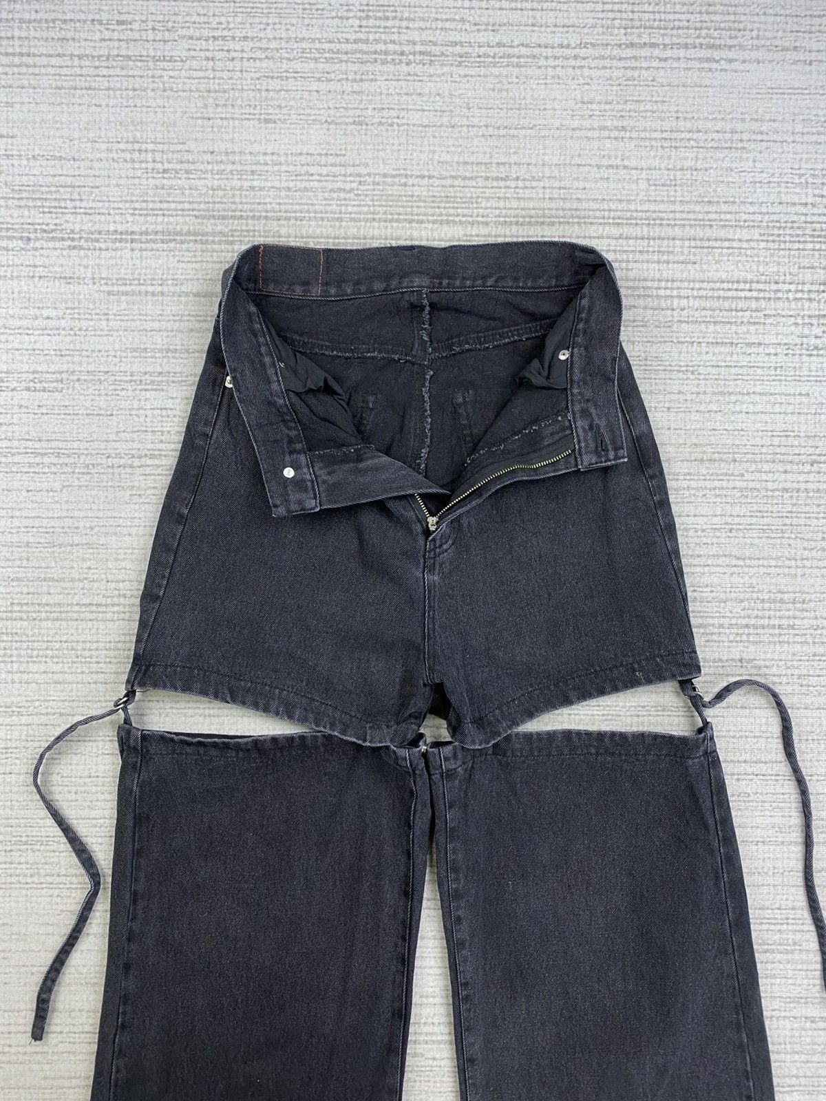 If Six Was Nine Vintage Chiko Detachable Wide-Leg Black Punk Denim Jeans Size 25" / US 0 / IT 36 - 9 Thumbnail