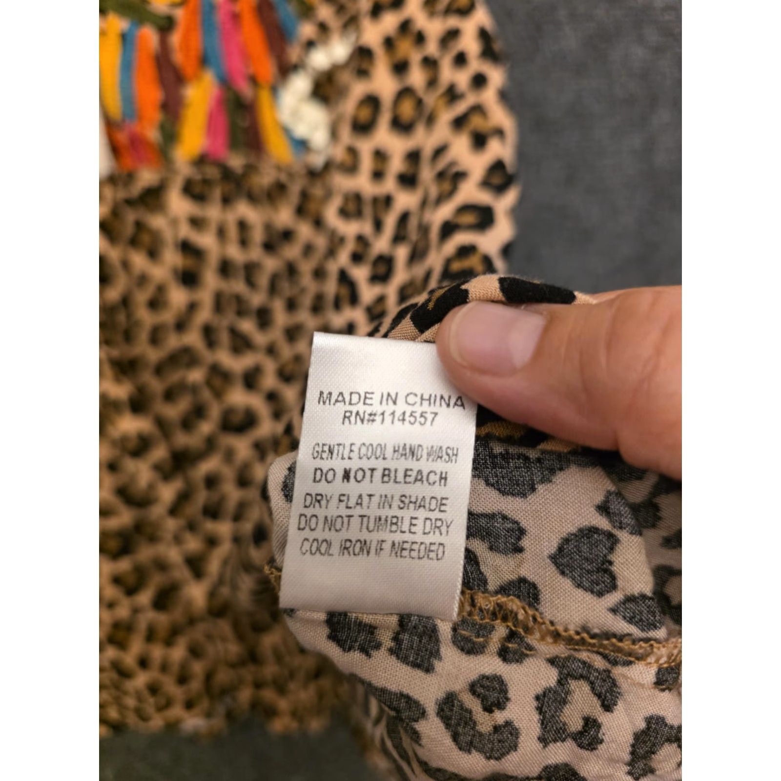 Vintage THML Blouse Womens Large Brown Leopard Embroidered Flutter Sleeve Tunic Boho Top Shirt Size L / US 10 / IT 46 - 6 Thumbnail