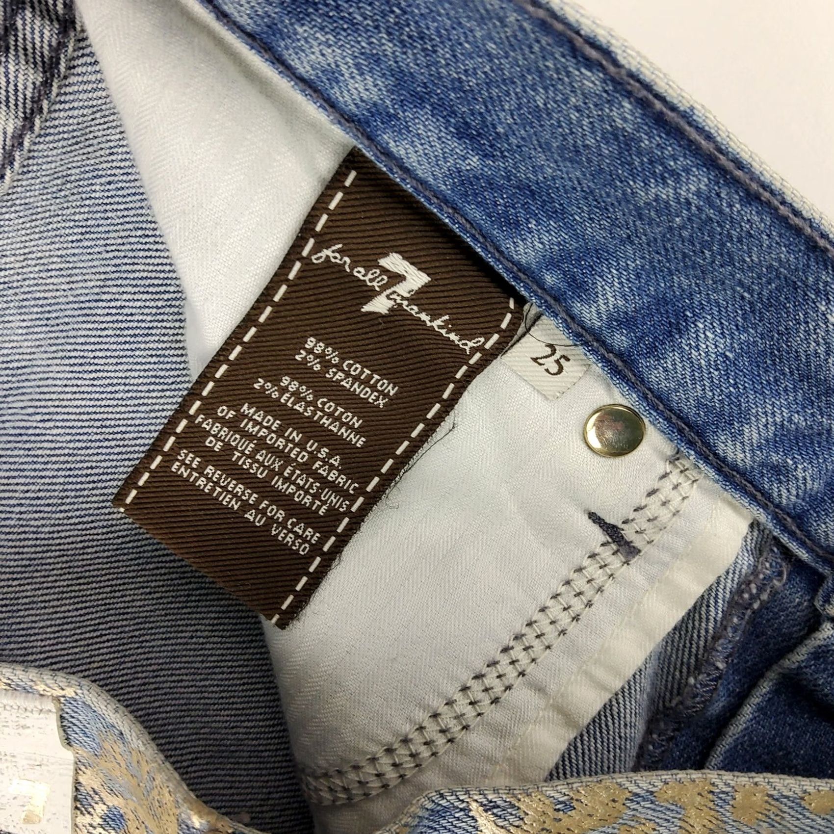 7 For All Mankind 7 For All Mankind Women’s Gold Leaves Metallic Relaxed Crop Skinny Jeans Size 25 Size 42" / US 20 - 7 Thumbnail