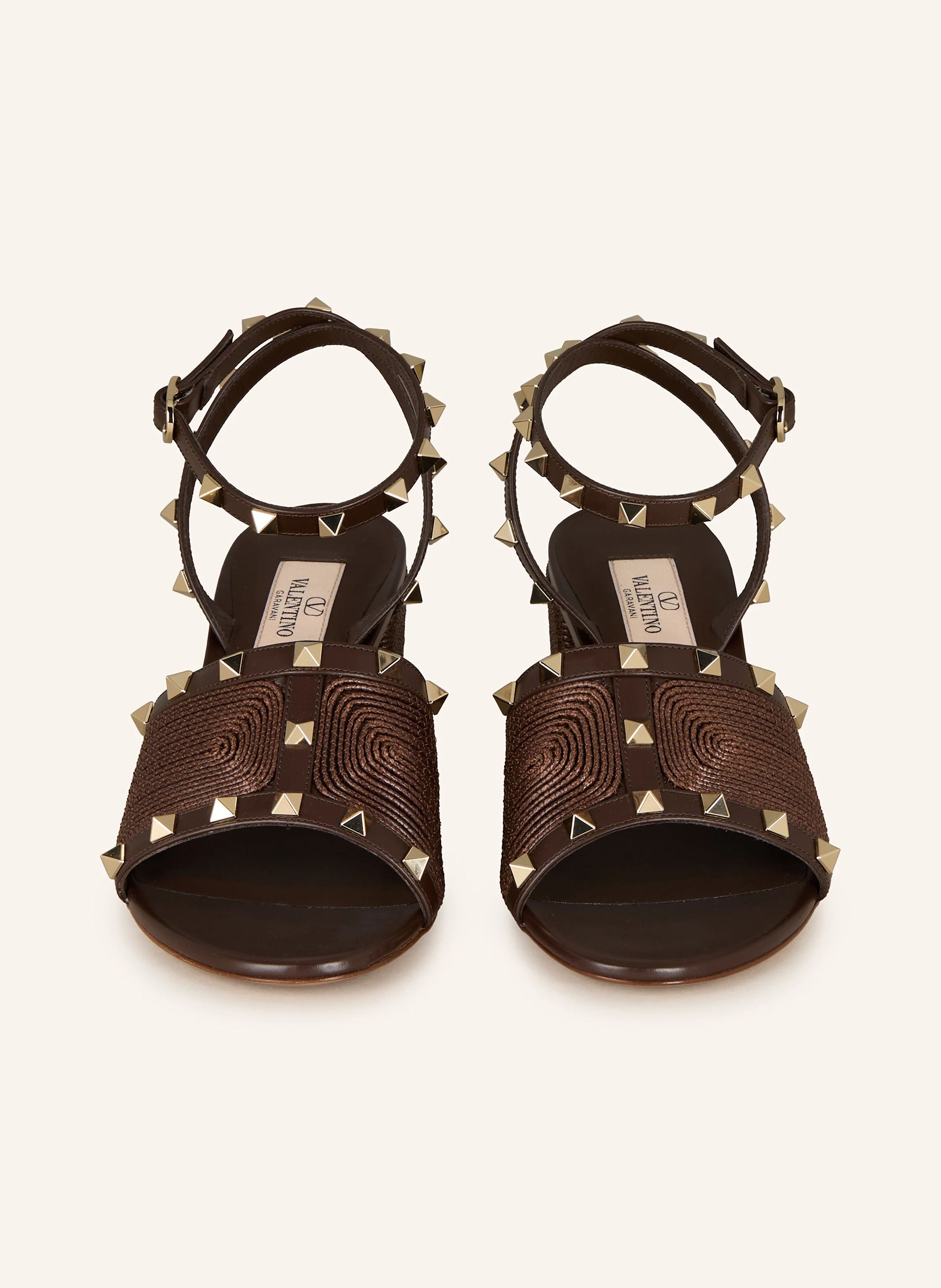 Valentino os11x0126 Rockstud Ankle Strap Sandals in Brown Size US 7 / IT 37 - 3 Thumbnail