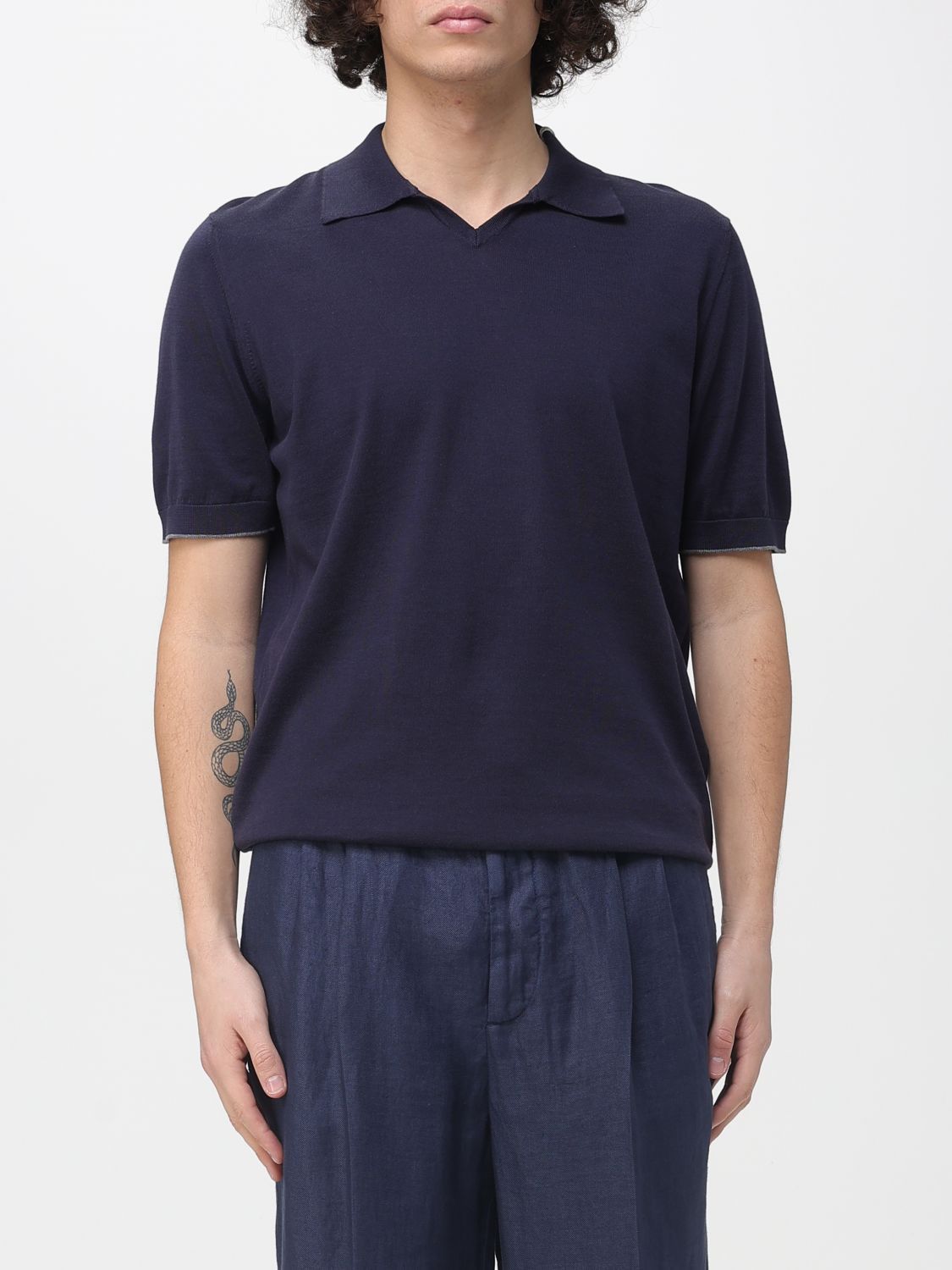 Brunello Cucinelli Brunello Cucinelli Polo Shirt Men Blue 1 Size US S / EU 44-46 / 1 - 1 Thumbnail