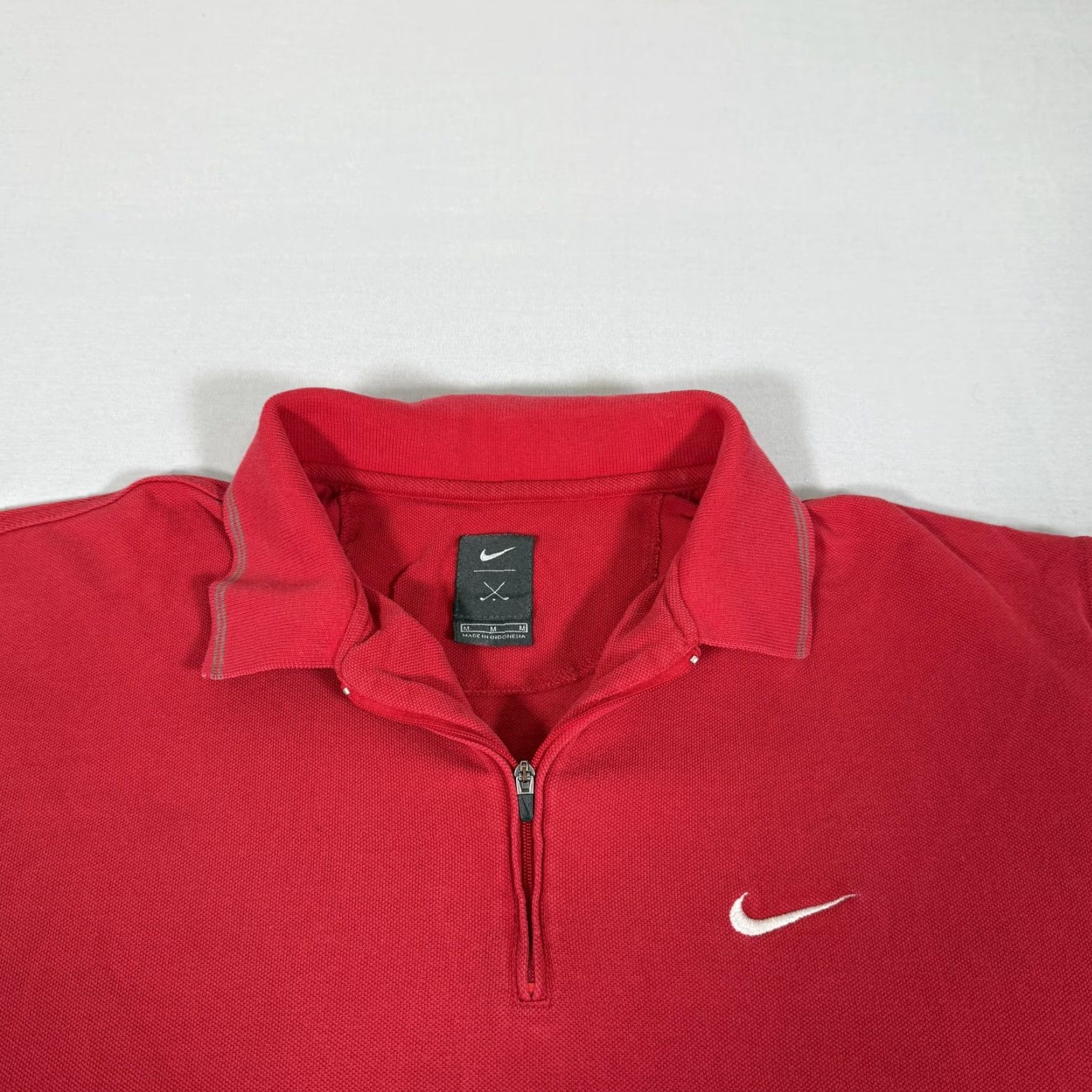 Nike Nike Shirt Polo Mens M Red 100% Cotton Nike Golf Tiger Woods 1/4 Zip Short Sleeve Swoosh Mens Size US M / EU 48-50 / 2 - 2 Thumbnail