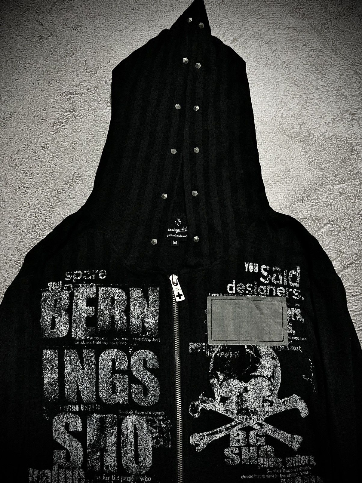 BERNINGS SHO 2000s Bernings Sho Gothic Poem Skull Zip Hoodie Size US M / EU 48-50 / 2 - 5 Thumbnail