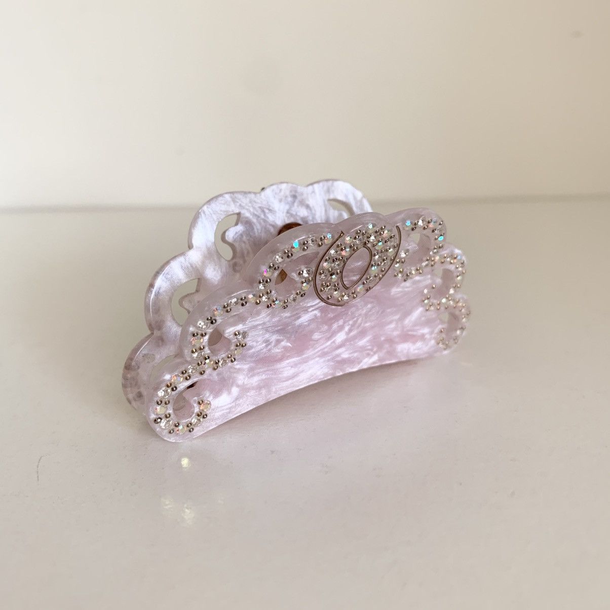 Vintage Vintage large pink crystal hair claw clip Size ONE SIZE - 6 Thumbnail