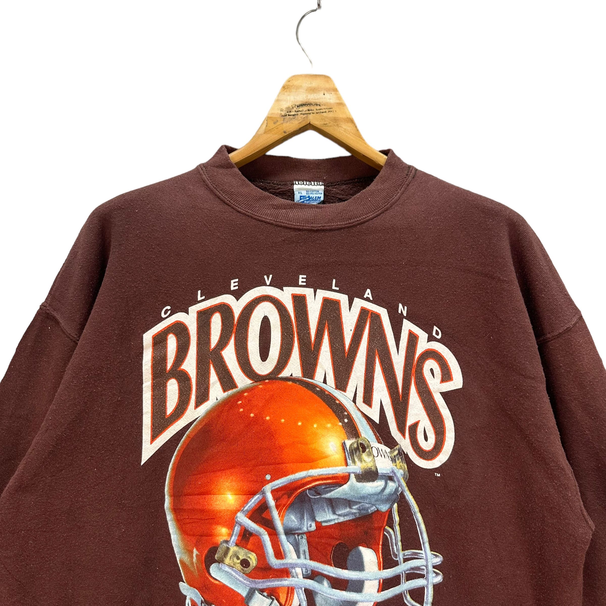 NFL × Salem Sportswear × Vintage 93's TEAM NFL CLEVERLAND BROWNS SWEATSHIRTS #8047-198 Size US XL / EU 56 / 4 - 2 Thumbnail