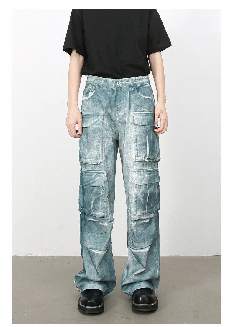 Japanese Brand × Jean High street multi-pocket ink tie-dye cargo jeans Size US 32 / EU 48 - 1 Thumbnail