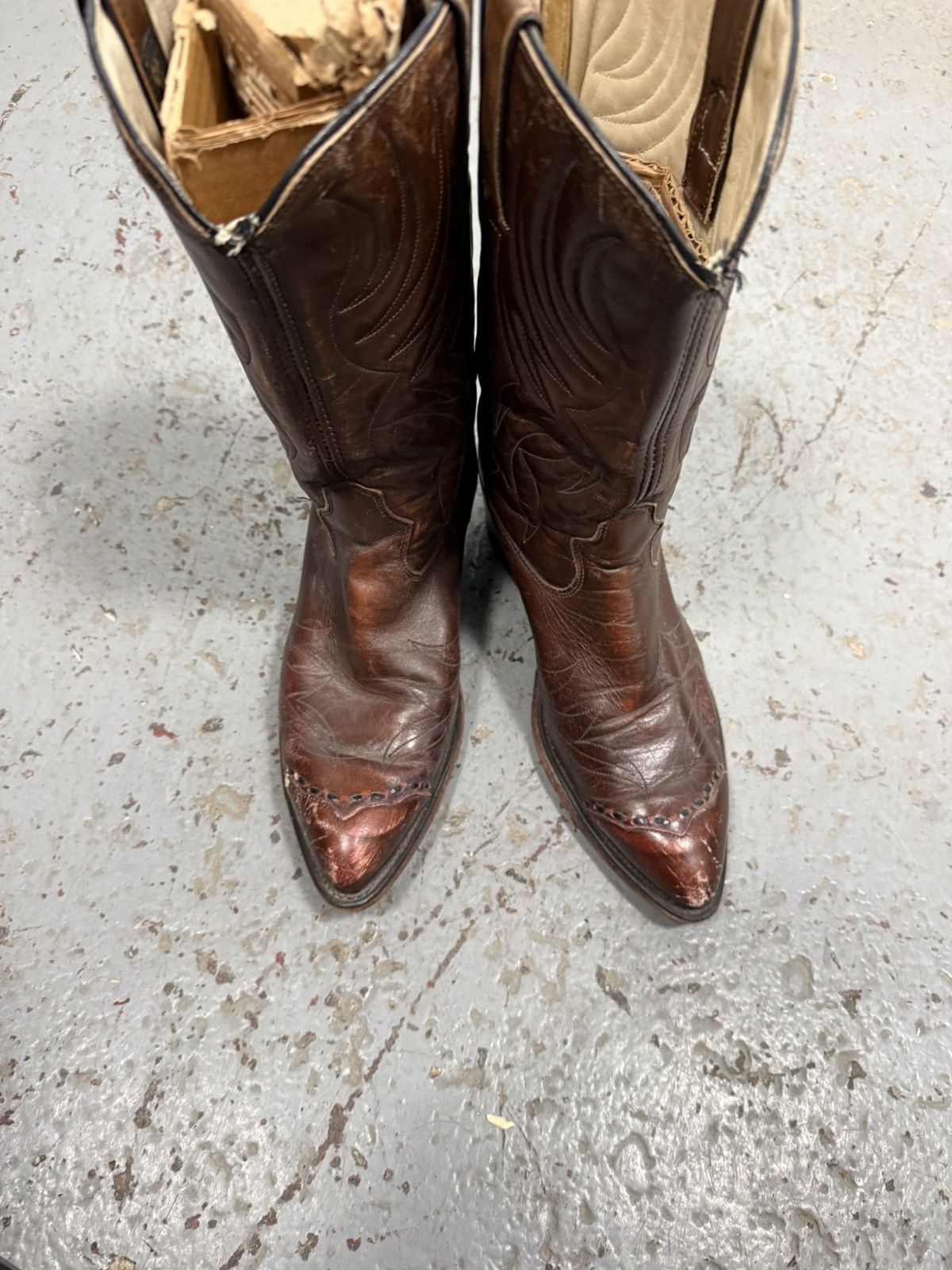 Other 70s Vintage Made in Usa Dark Brown Stock Show Cowboy Boots Size US 9.5 / EU 42-43 - 9 Thumbnail
