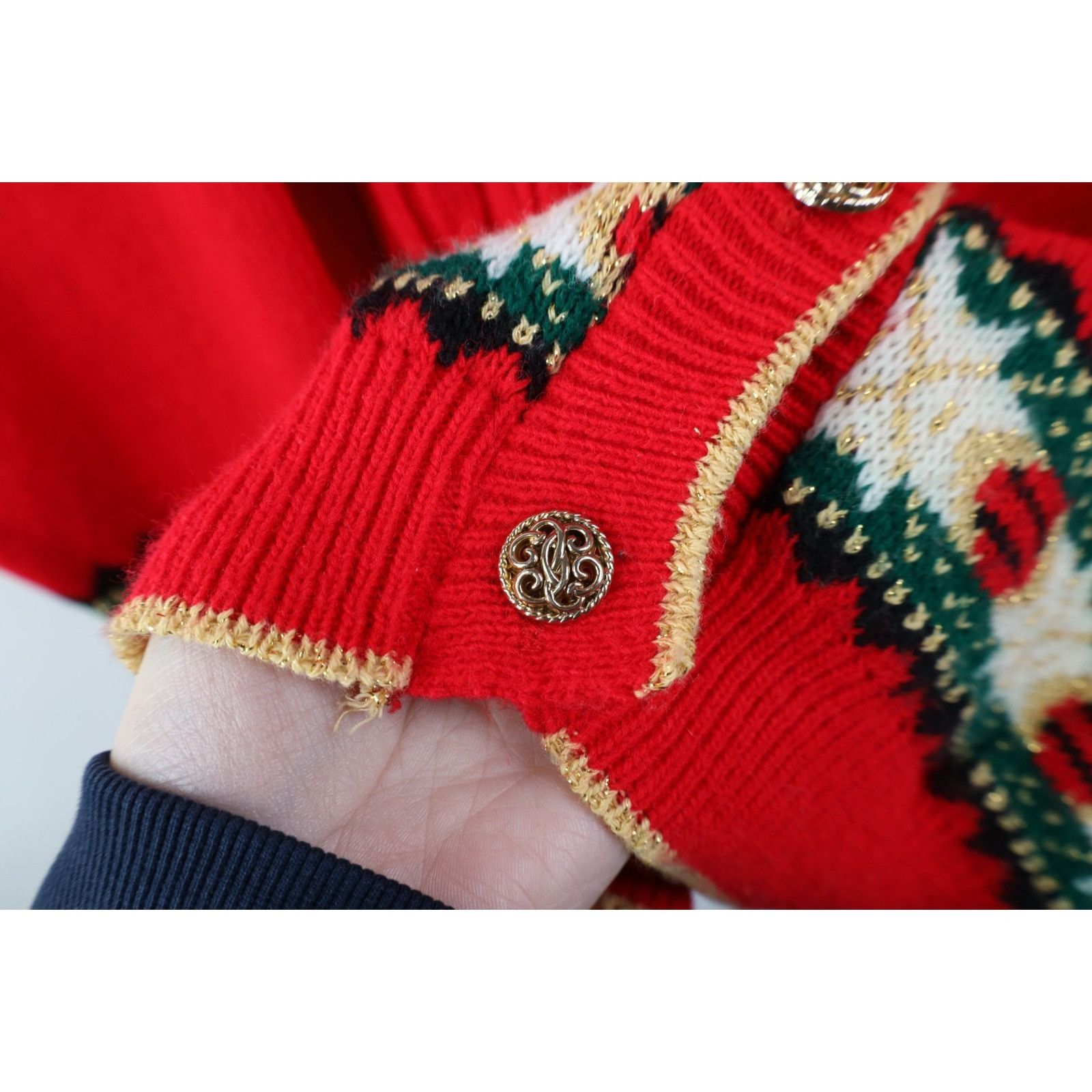 Vintage Vintage 90s Streetwear Christmas Fair Isle Cardigan Sweater Size M / US 6-8 / IT 42-44 - 4 Thumbnail