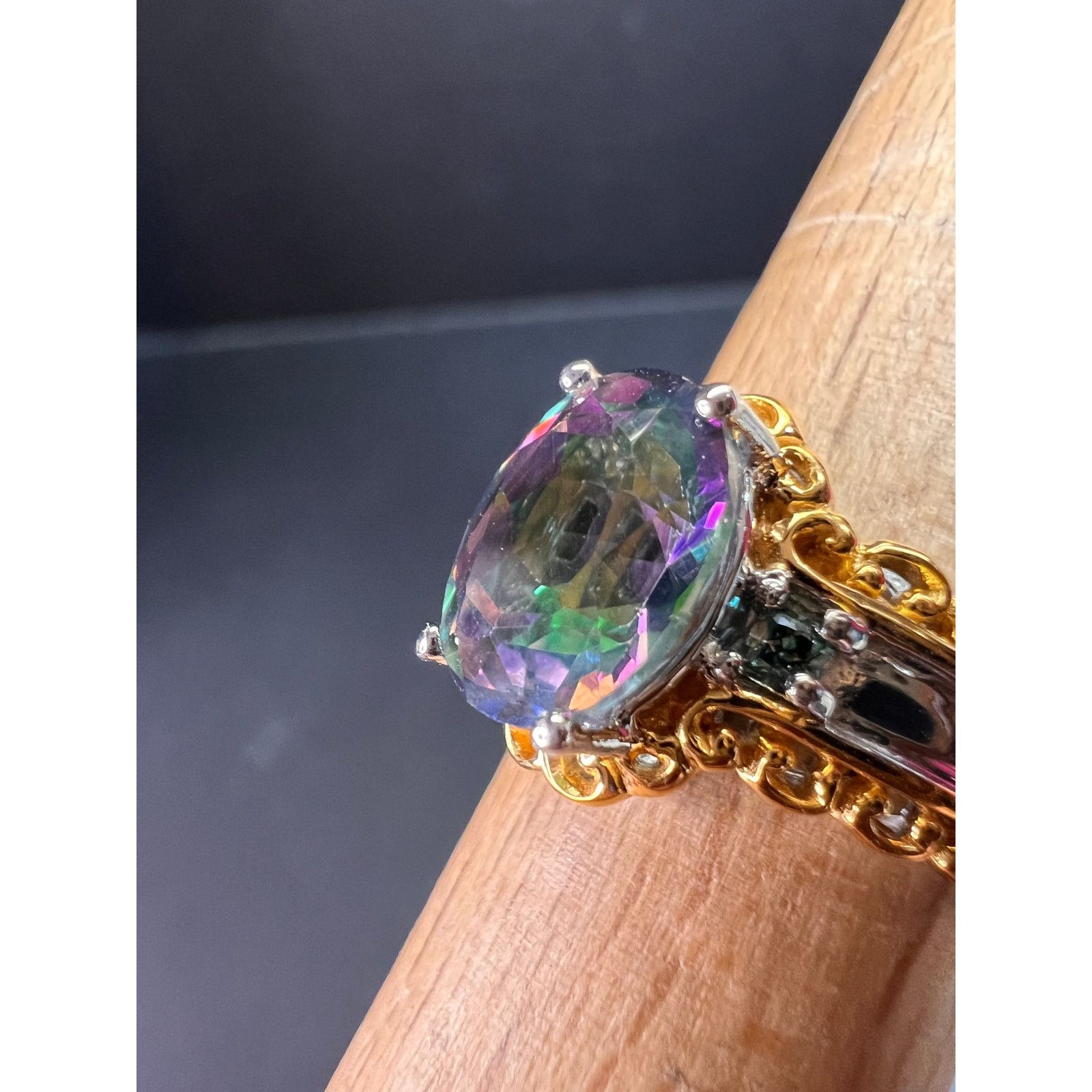 Other NEW green mystic topaz two toned sterling silver ring size 8 Size ONE SIZE - 12 Thumbnail