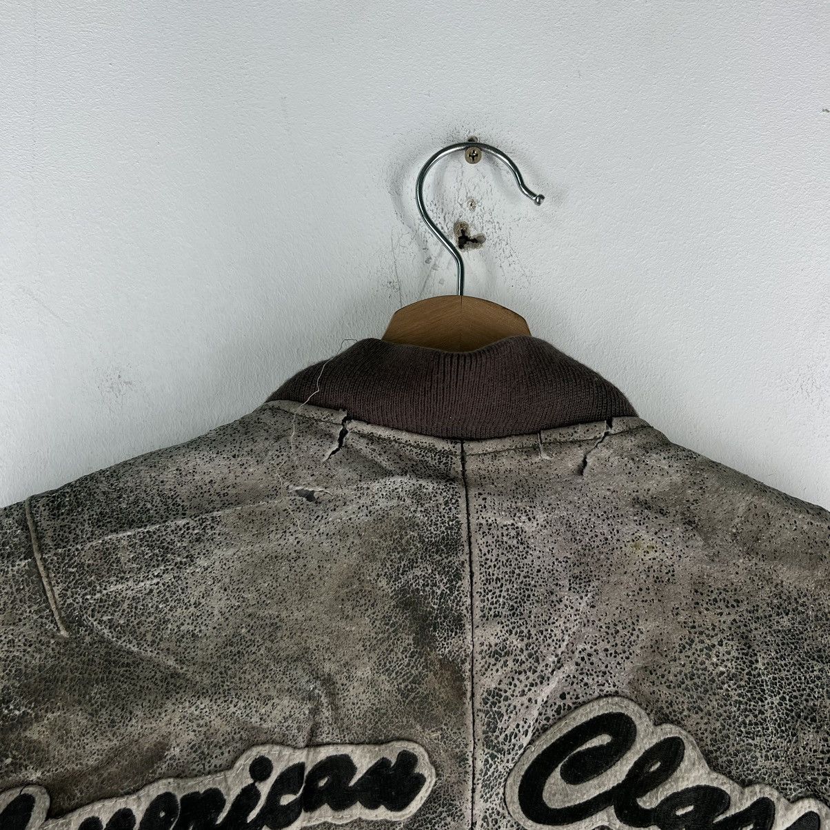 Japanese Brand 🔥VINTAGE BOMBER LEATHER JACKET BACK FIRE OVER PRINT PRINTED Size US L / EU 52-54 / 3 - 9 Thumbnail