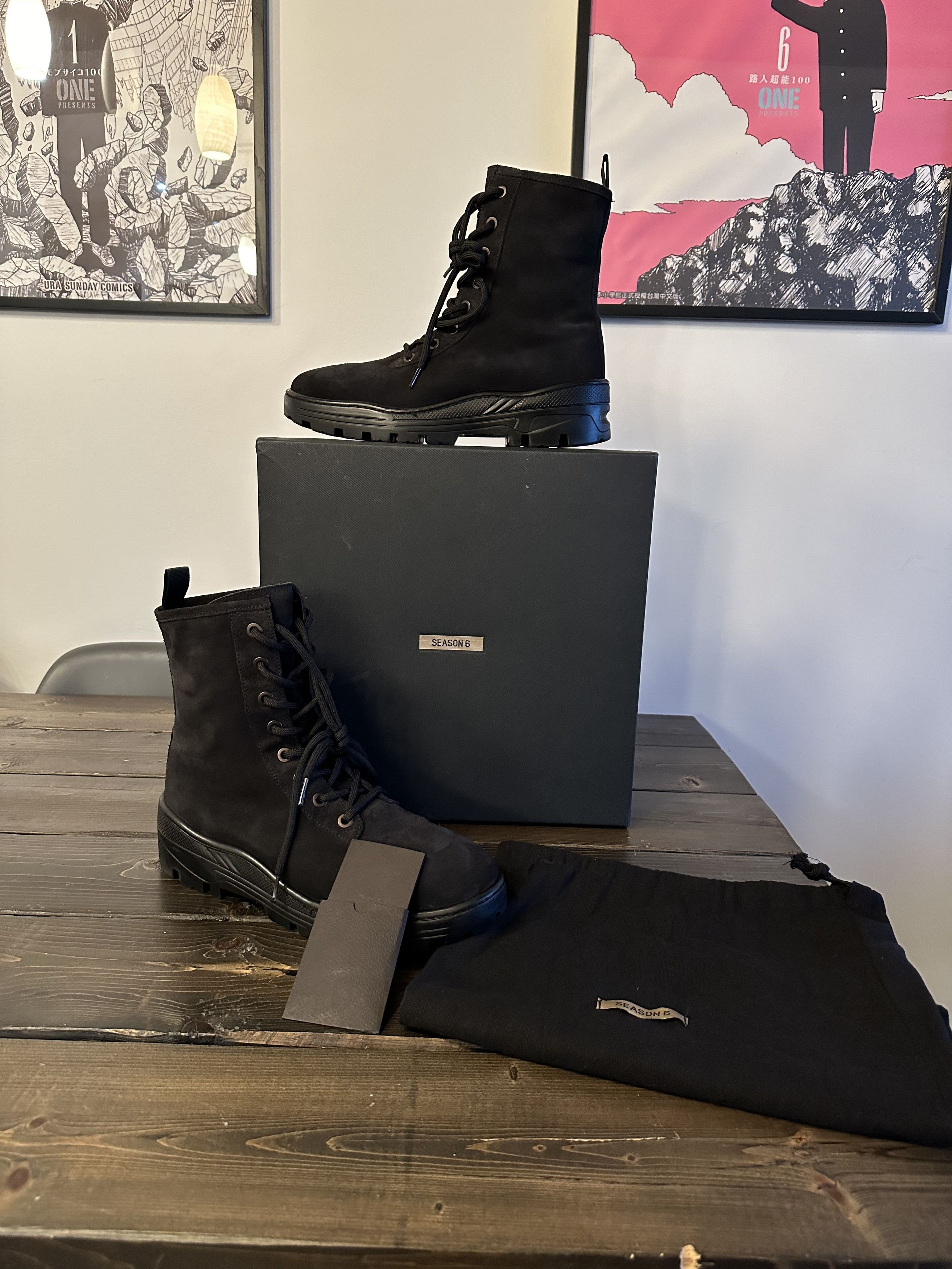 image of Yeezy Season Yeezy Thick Suede Combat Boot Graphite (Season 6) in Black, Men's (Size 12)