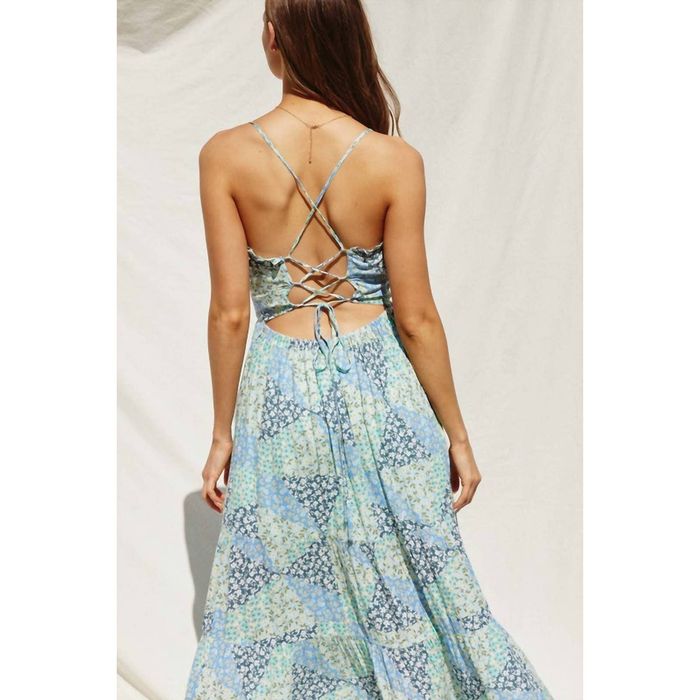 Designer DRESS FORUM The Just a Dream Corset Tie Back Dress In Blue