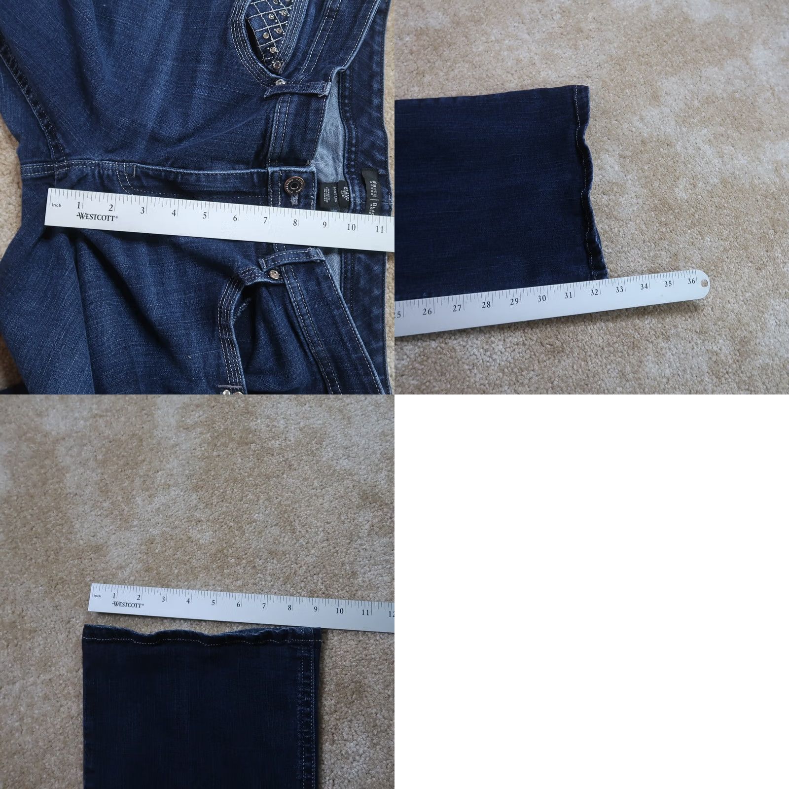 White House Black Market White House Black Market Jeans Womens 12 Blue Denim Bootcut 5-Pocket Classic Mid Rise Dark Wash Size 34" / US 12 / IT 48 - 9 Thumbnail