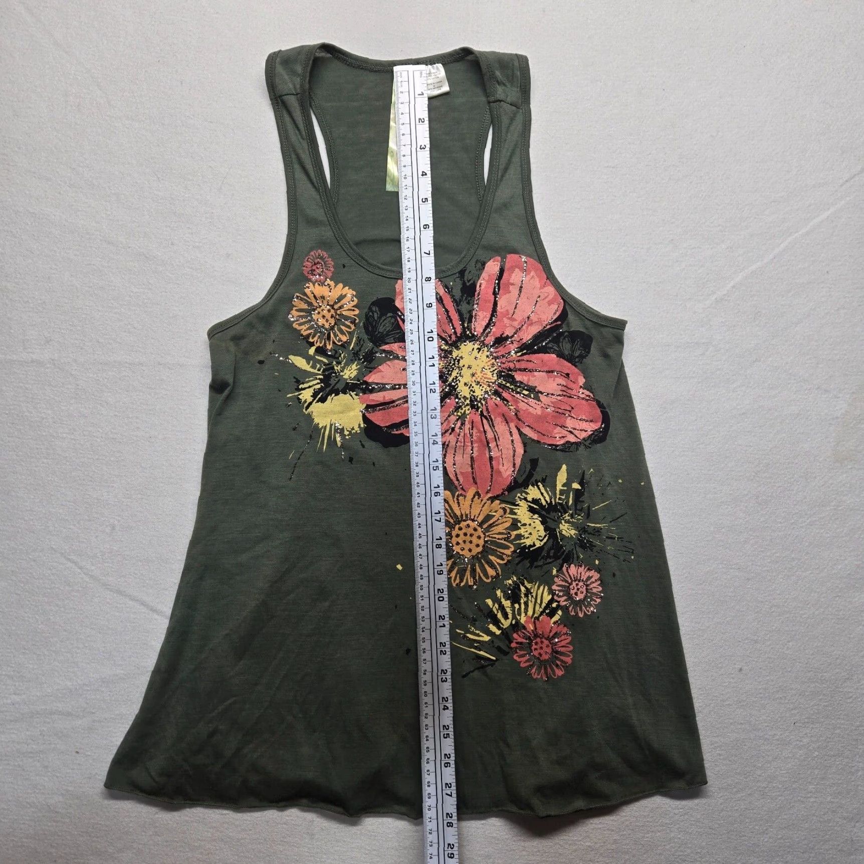 Vintage Live To Be Spoiled Shirt Tank Sleeveless Racerback M Green Floral Women Size M / US 6-8 / IT 42-44 - 6 Thumbnail