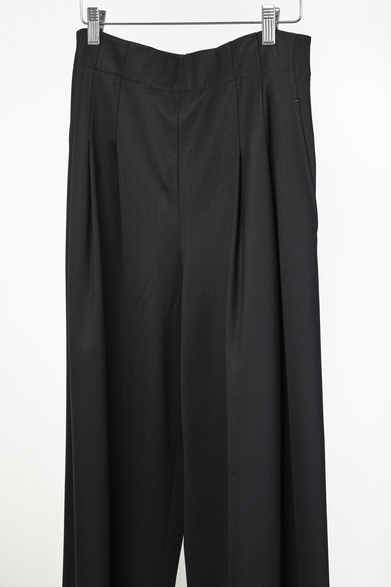 Lafayette 148 Lafayette 148 Black Pleated Front Wide Wool Pant Size 32" / US 10 / IT 46 - 3 Thumbnail